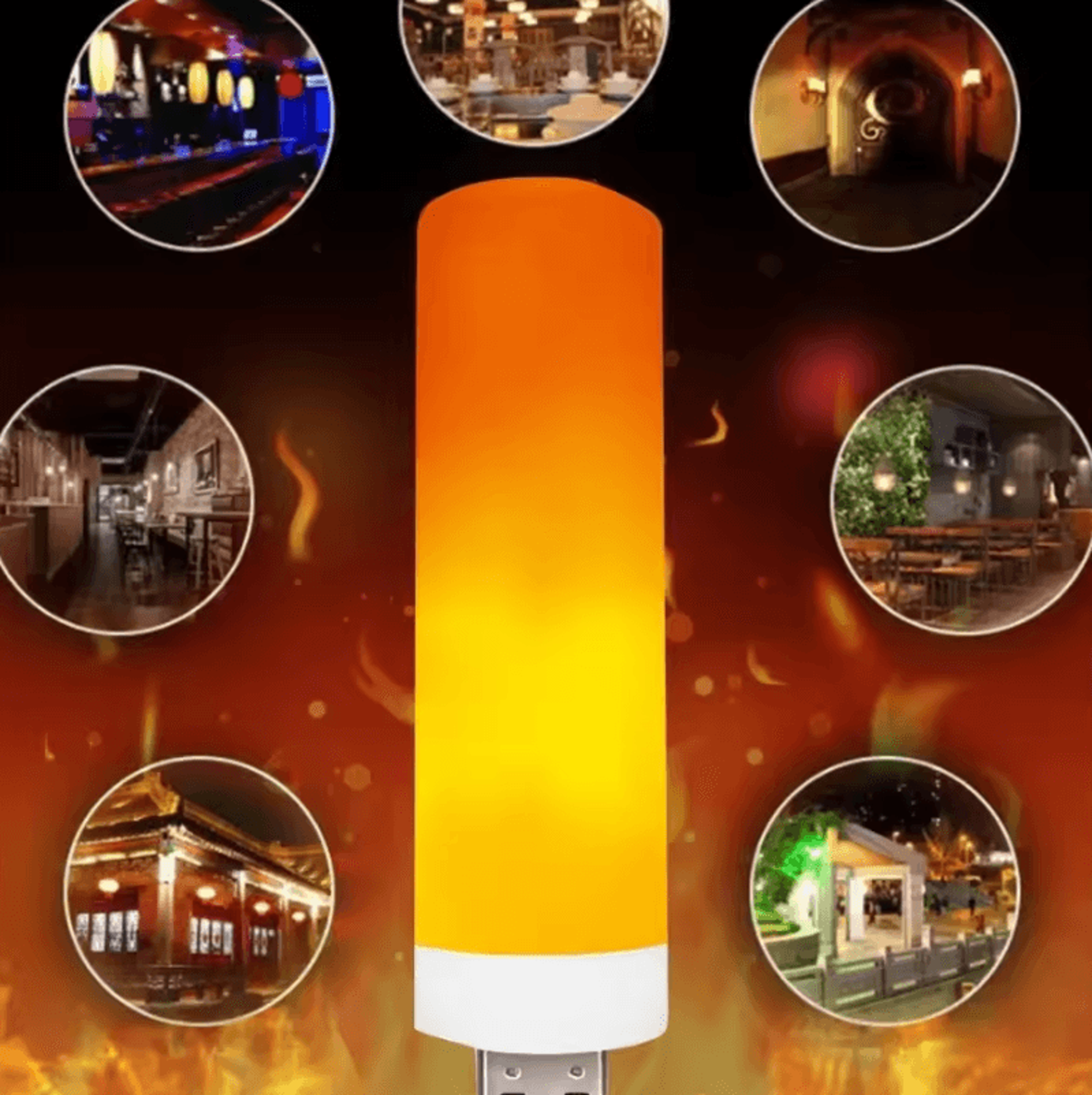 USB LED Flame Light  Dynamic Flickering Fire Effect Atmosphere Bulb 1