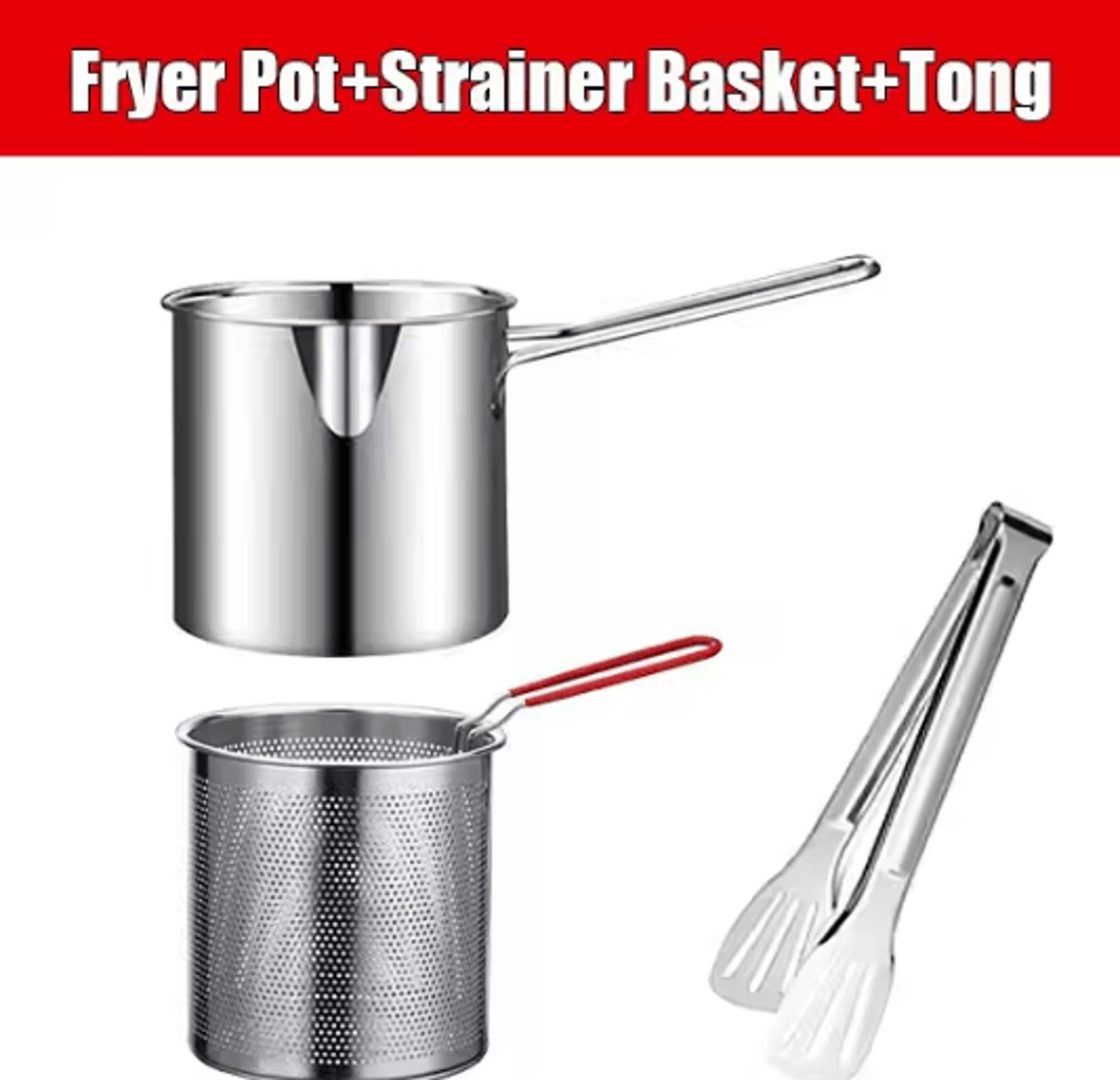 Stainless Steel Deep Fryer Pot  Japanese Tempura Frying Pan With Strainer Basket 6