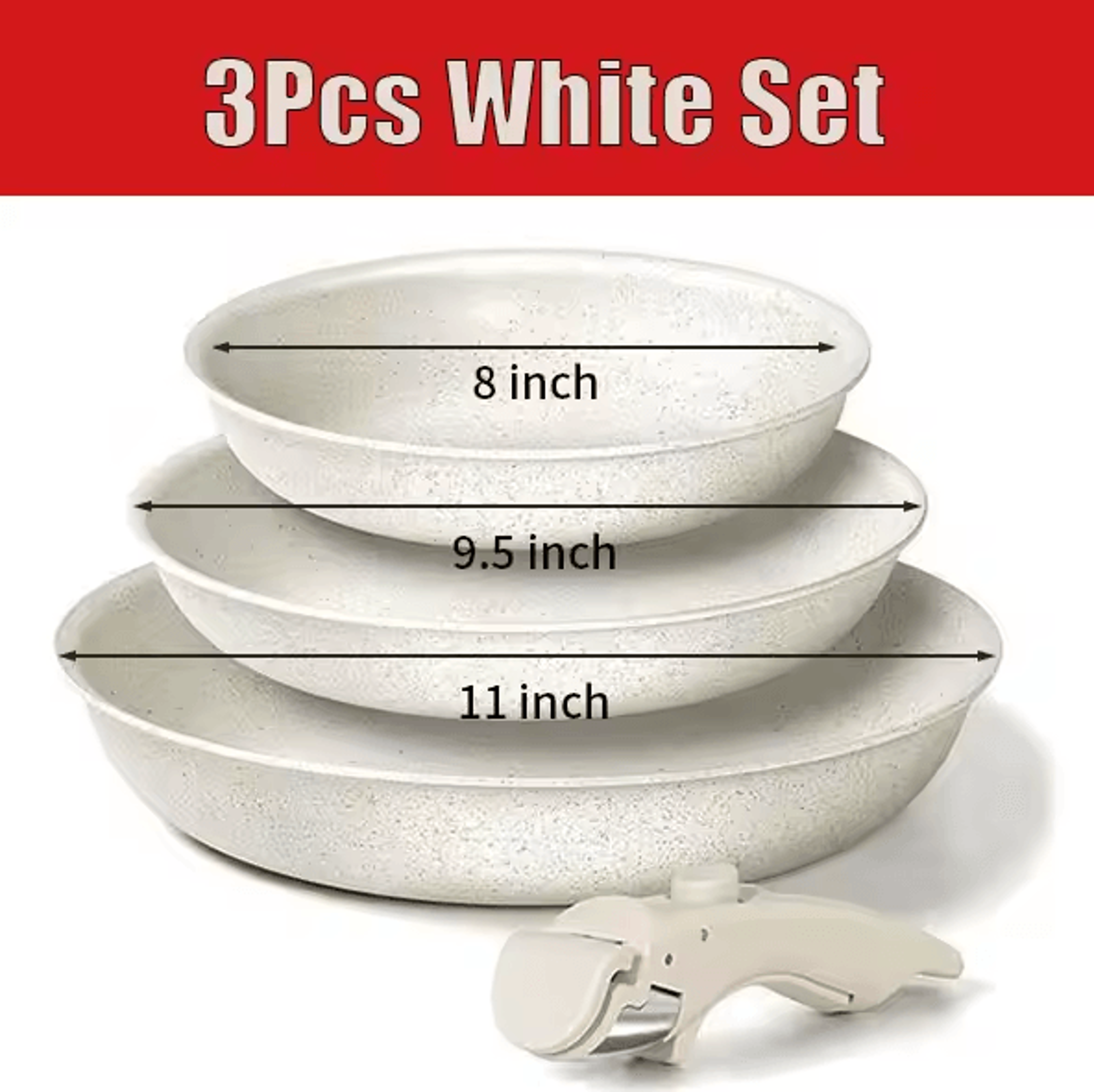 Nonstick Frying Pan Set  23 Pcs Stackable Pans With Removable Handle 7
