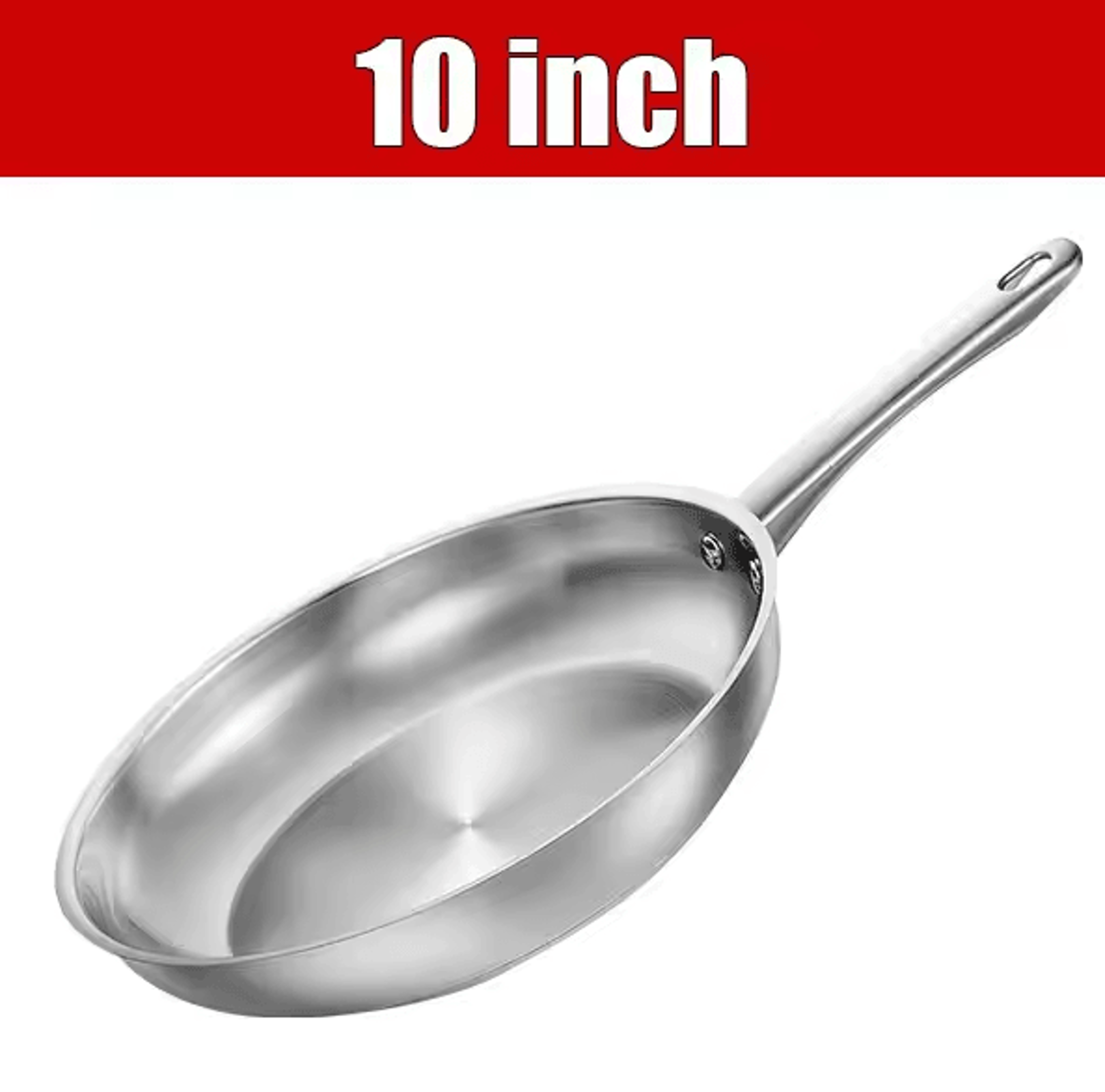 810 Inch TriPly Stainless Steel Frying Pan No Coatings Skillet Professional Cooking Skillet Inducti 6