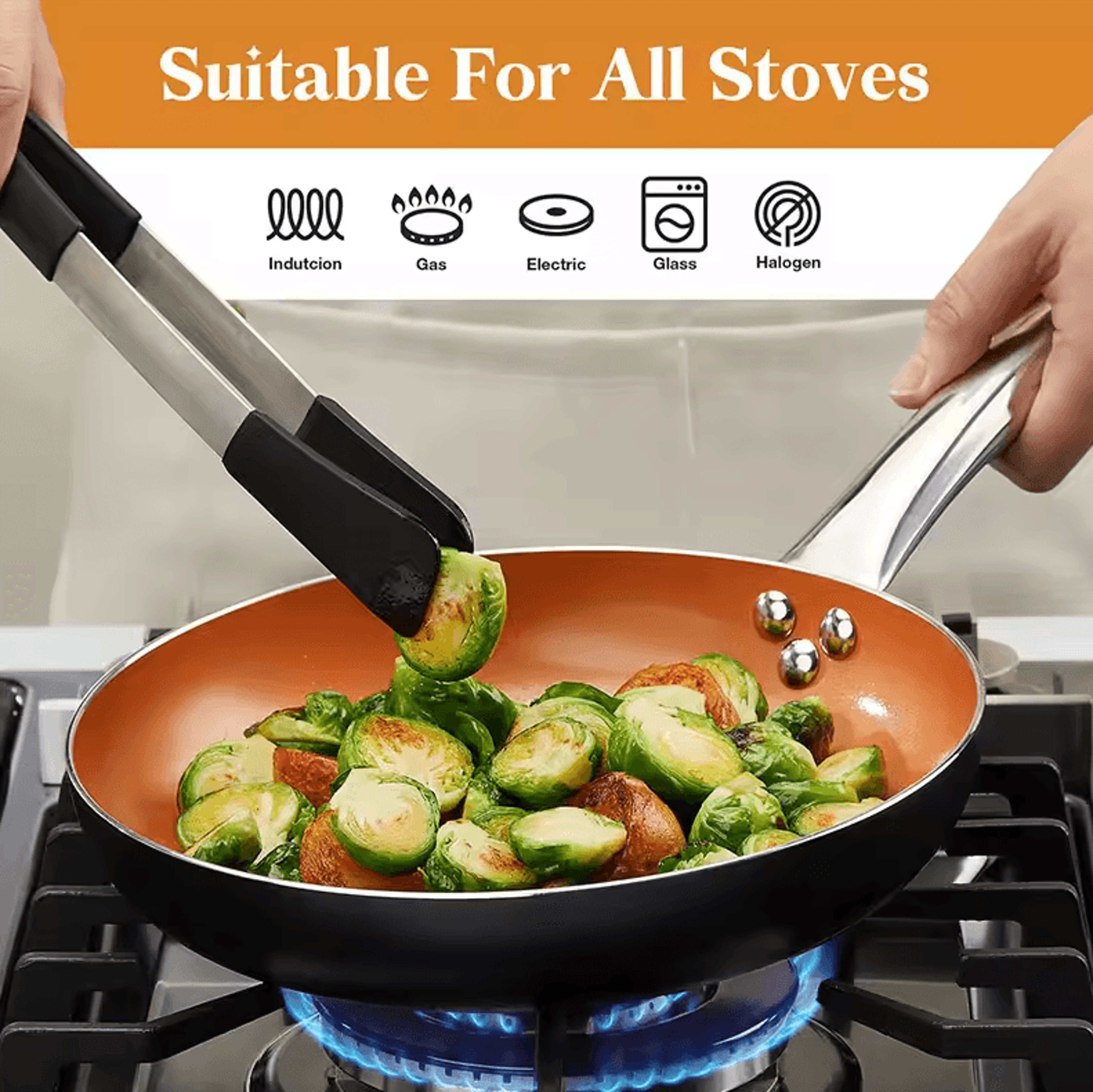 Premium Nonstick Ceramic Frying Pan Set  81012 Inches Omelet Frying Pan With Lid 3