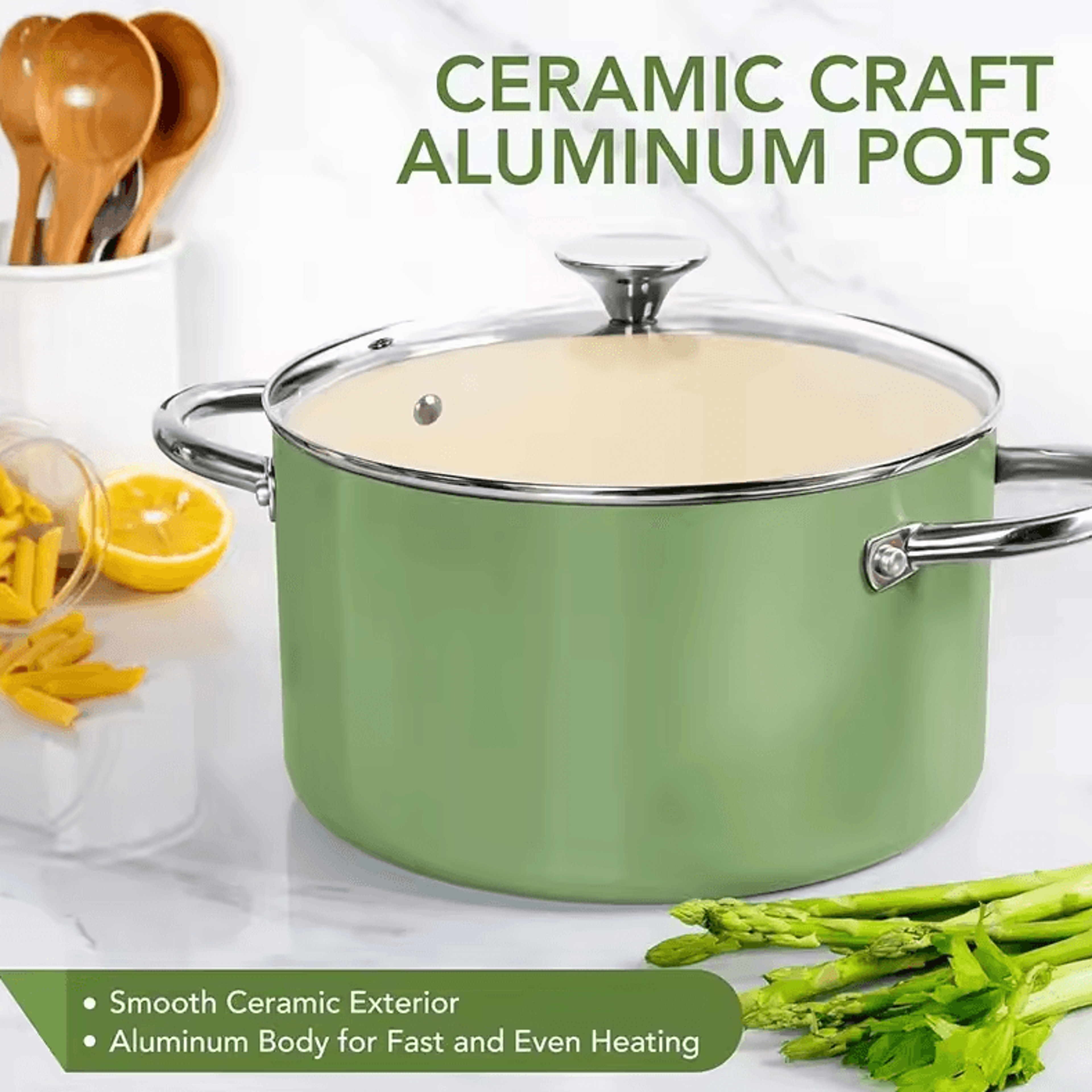 Premium 6 QT Large Nonstick Stock Pot  Ceramic Cooking Pot With Lid 4