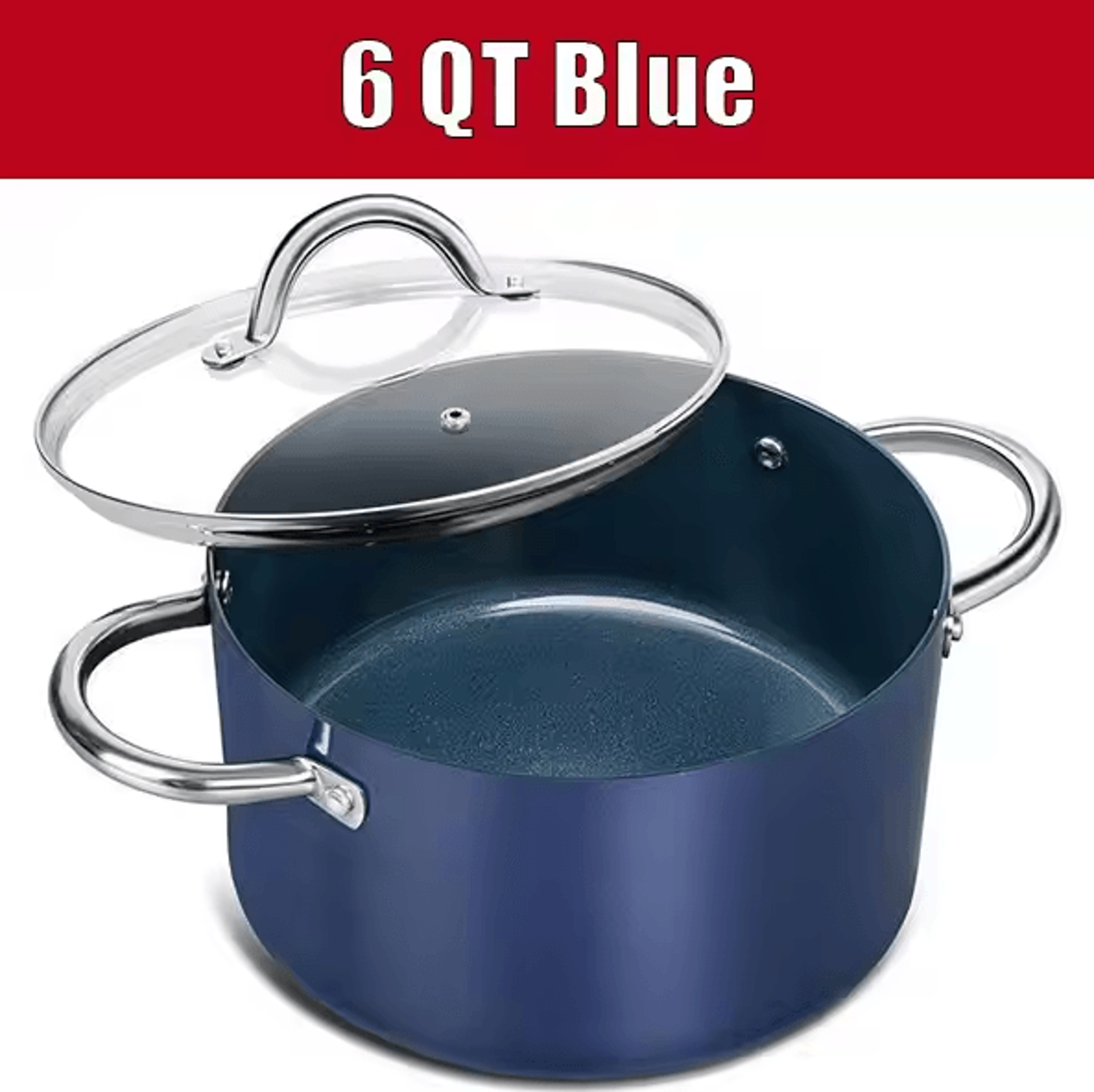 Premium 6 QT Large Nonstick Stock Pot  Ceramic Cooking Pot With Lid 6