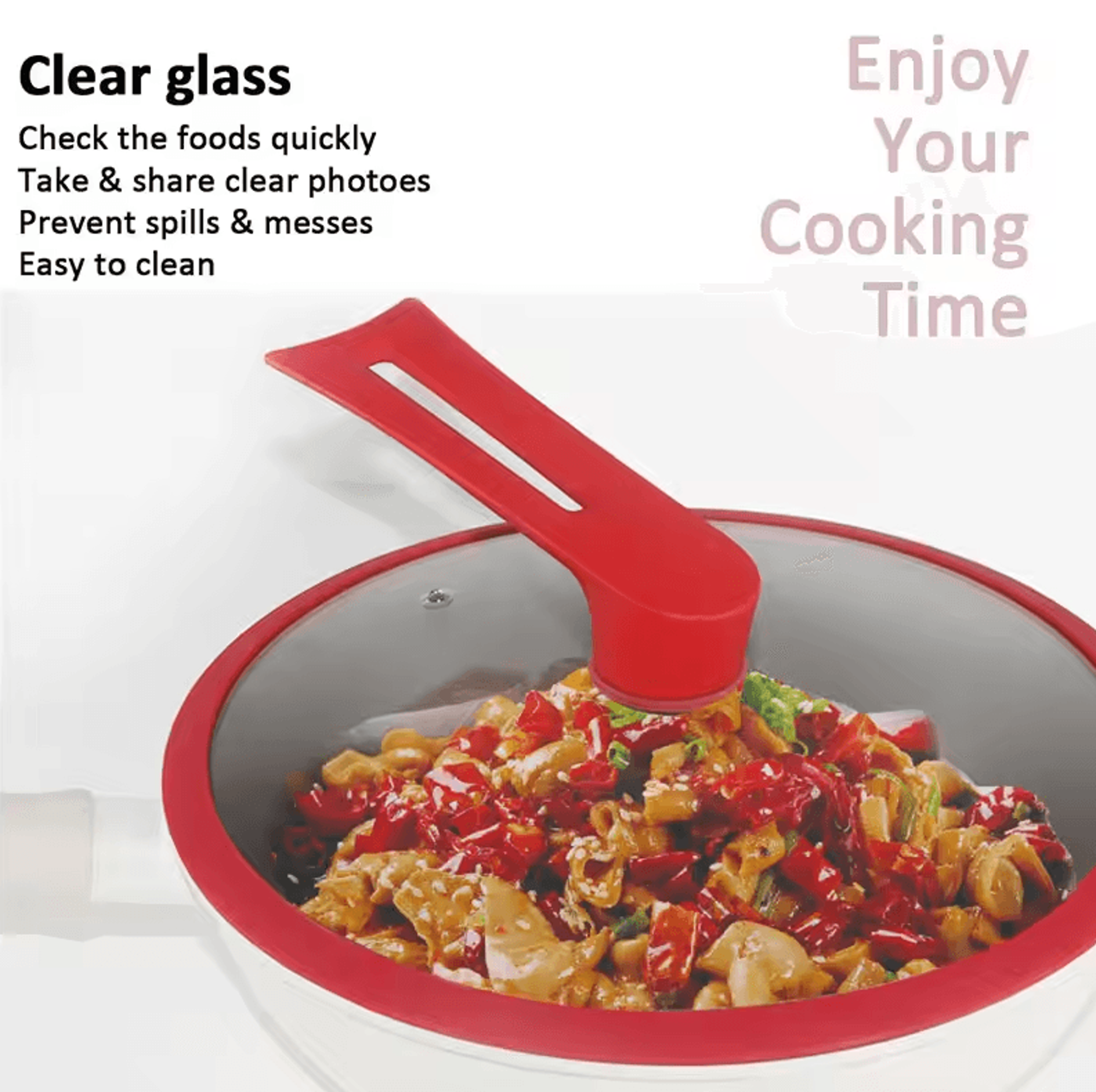 Universal Tempered Glass Pan Lid  FreeStanding HeatResistant Cookware Cover 2