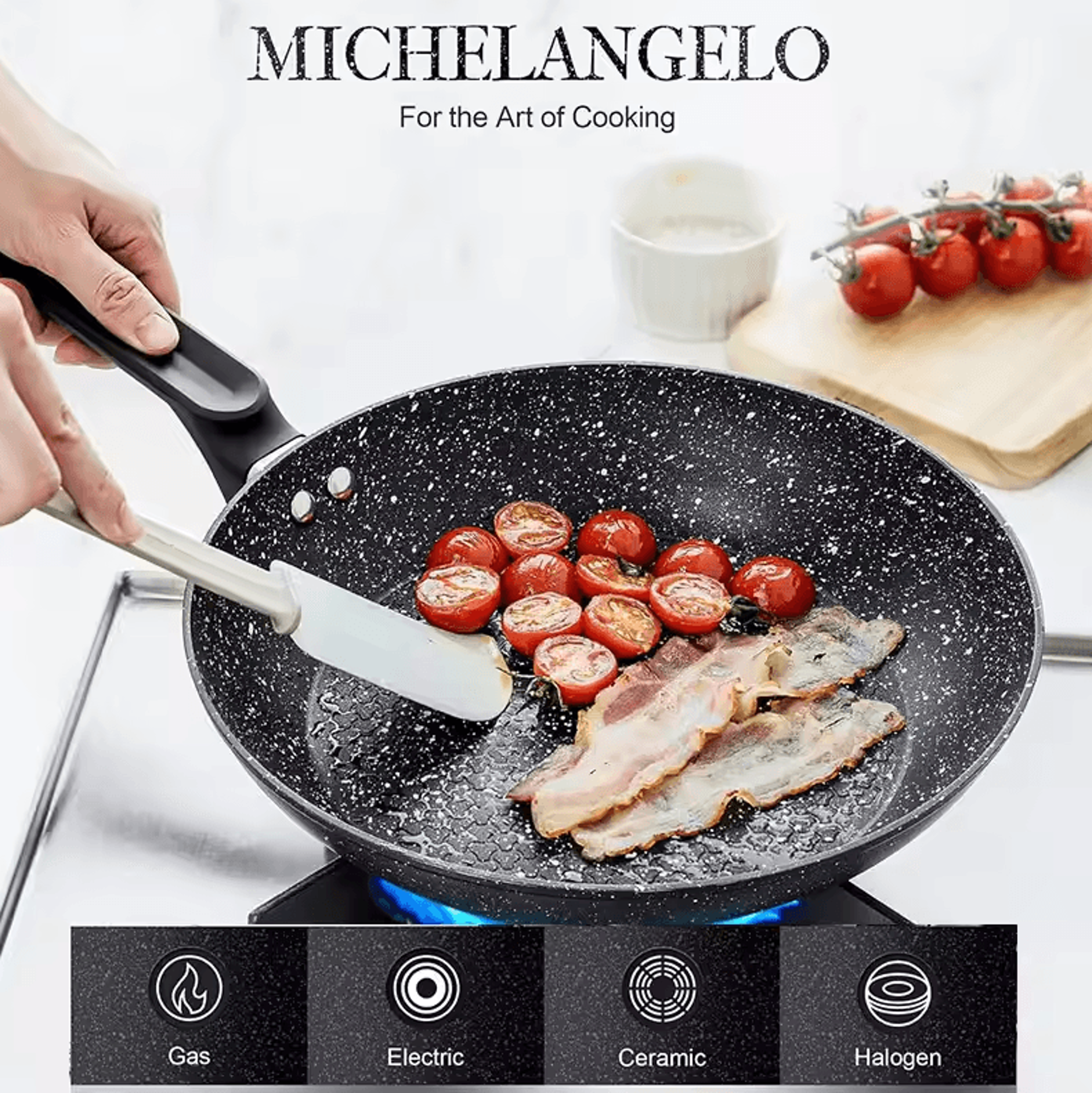 Premium 12Inch Nonstick Frying Pan With Lid  Egg Omelette  Cooking Skillet 4