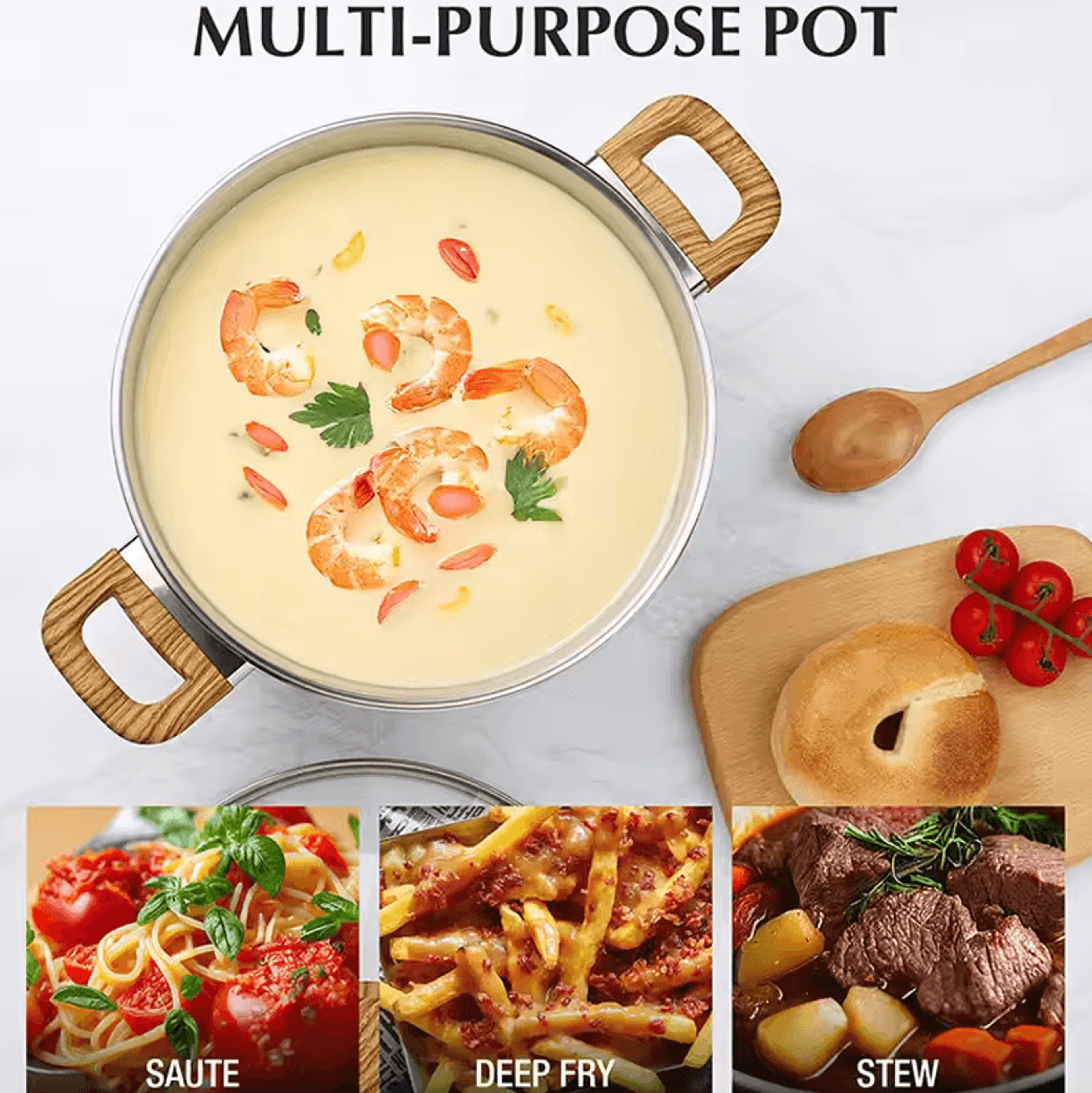 4 Quart TriPly Stainless Steel Soup Pot  Induction Compatible Stock Pot 1