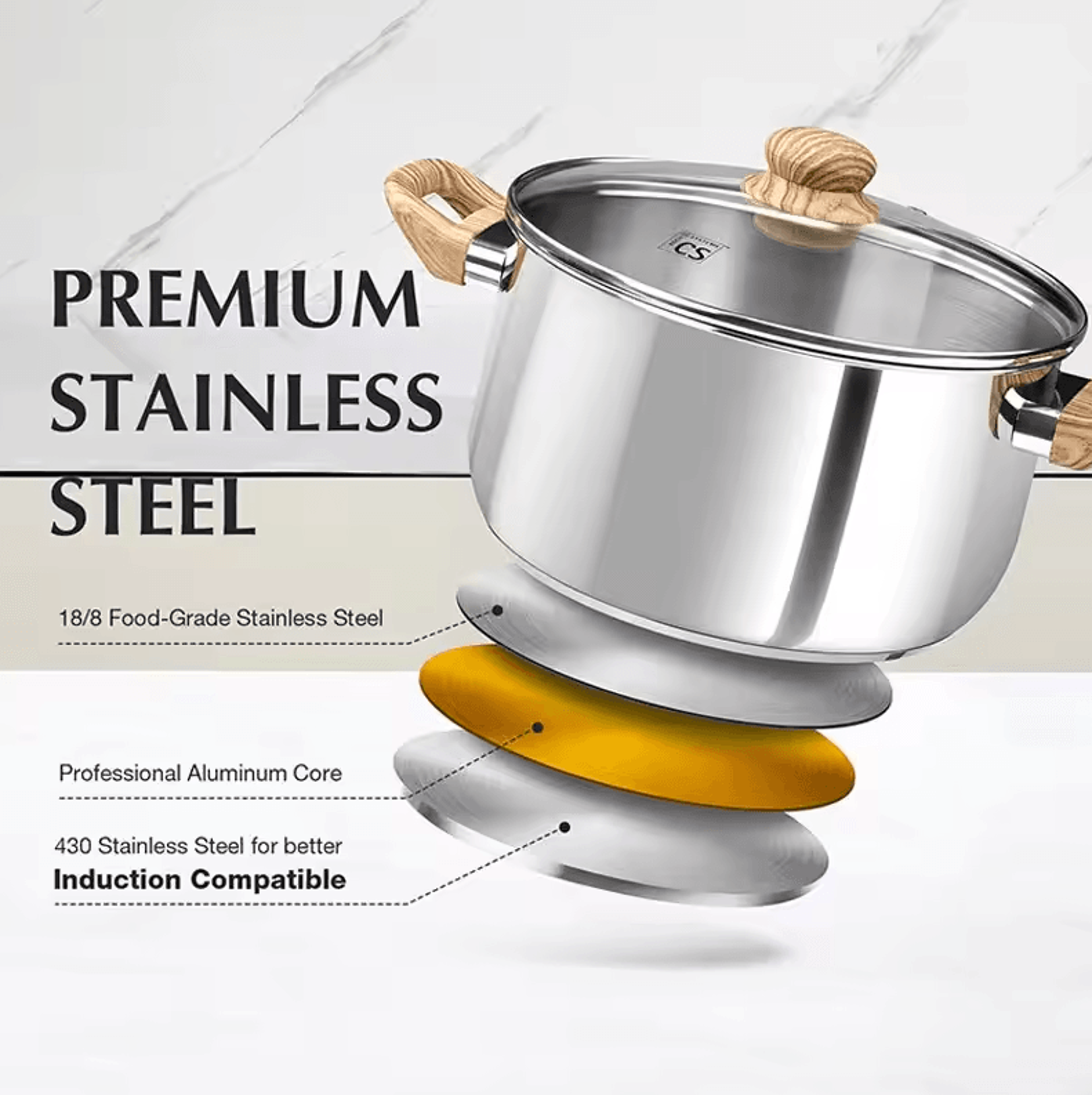 4 Quart TriPly Stainless Steel Soup Pot  Induction Compatible Stock Pot 3