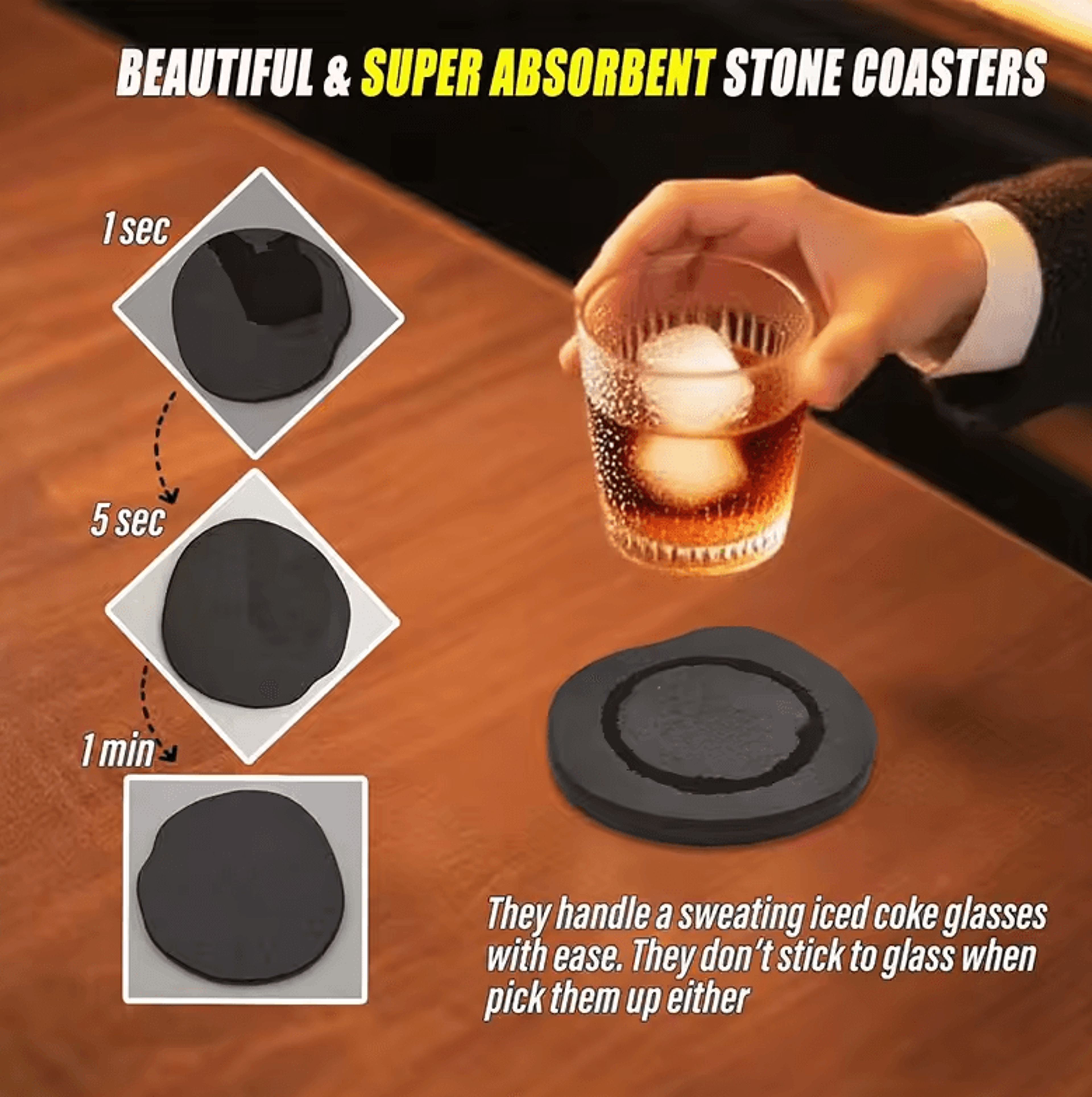 Modern Diatomaceous Earth Coaster Set  Absorbent QuickDry Drink  Coffee Coasters 2