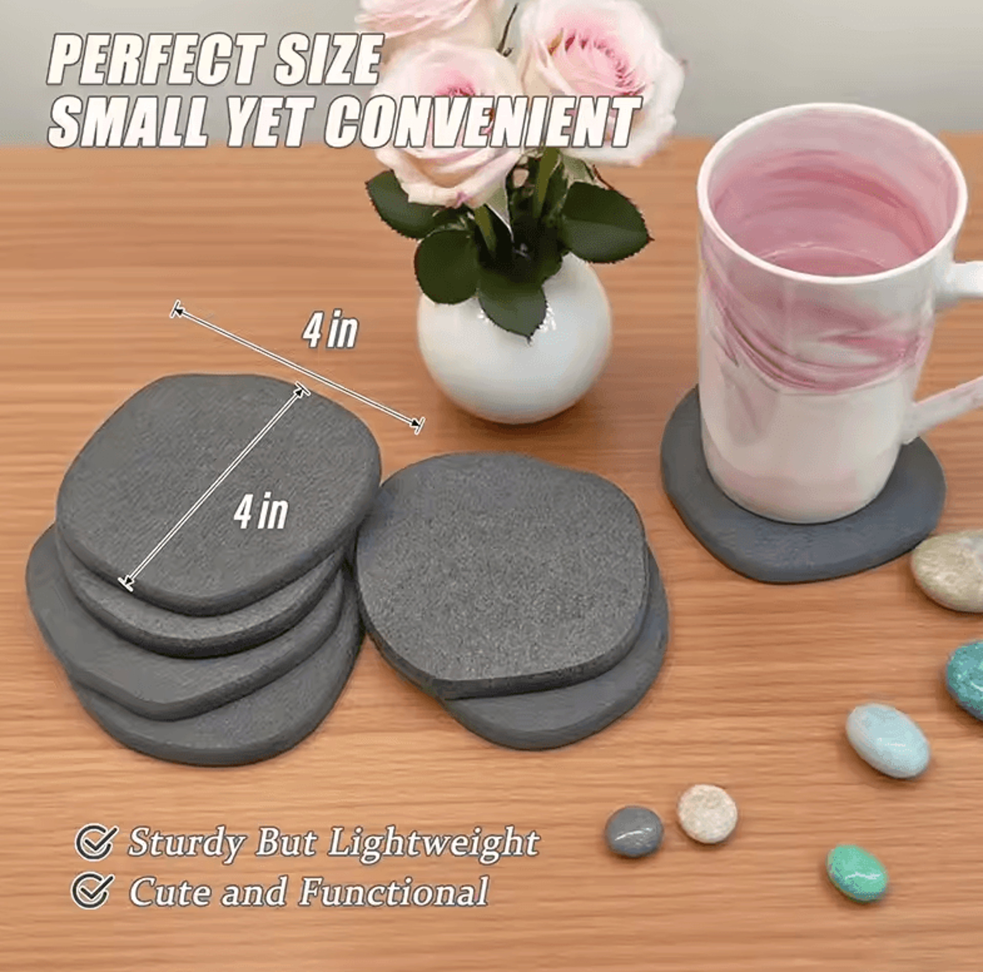 Modern Diatomaceous Earth Coaster Set  Absorbent QuickDry Drink  Coffee Coasters 3