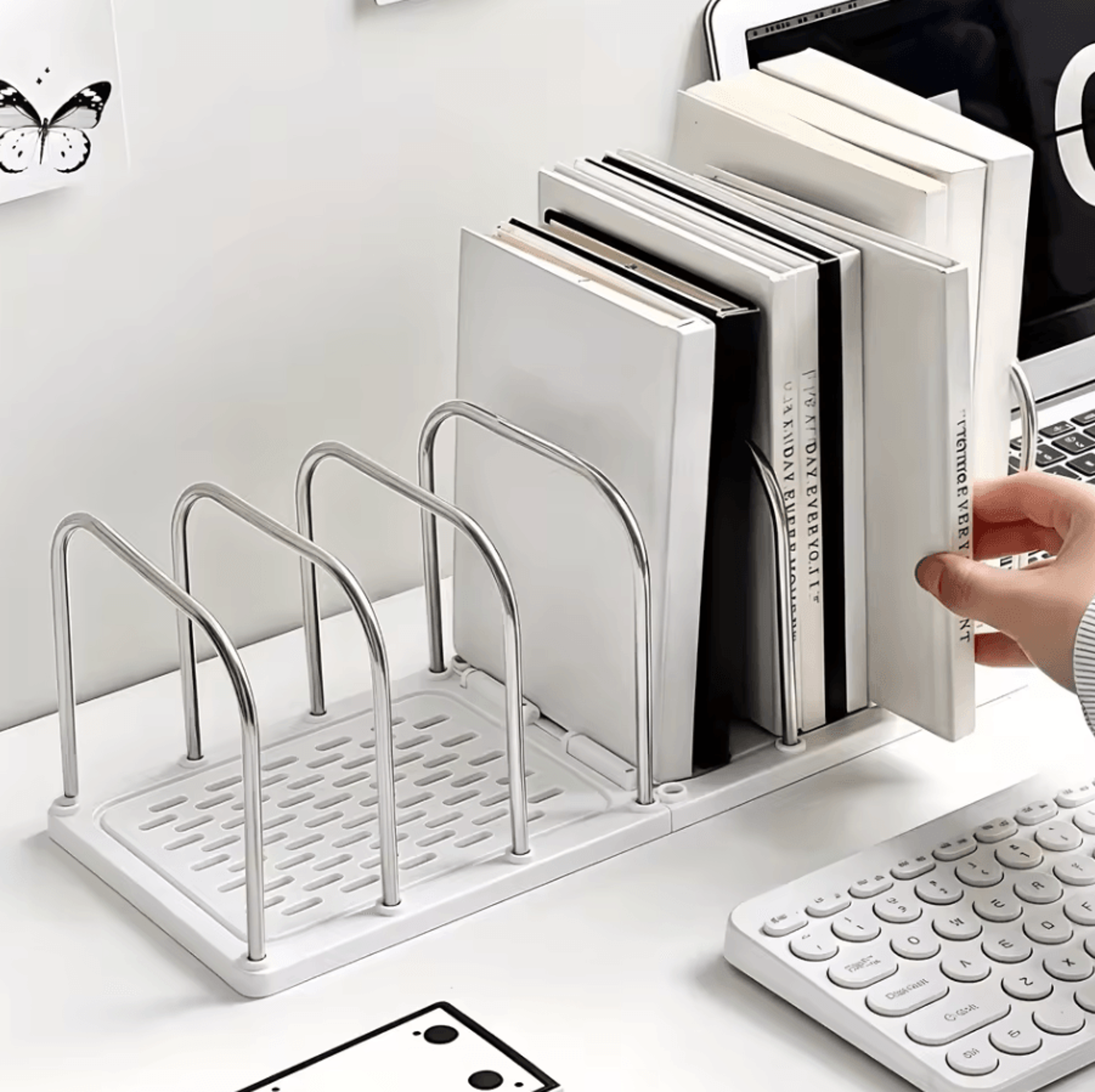 Modern PP Material Desktop Bookshelf  NonSlip Office Desk Organizer Shelf 0