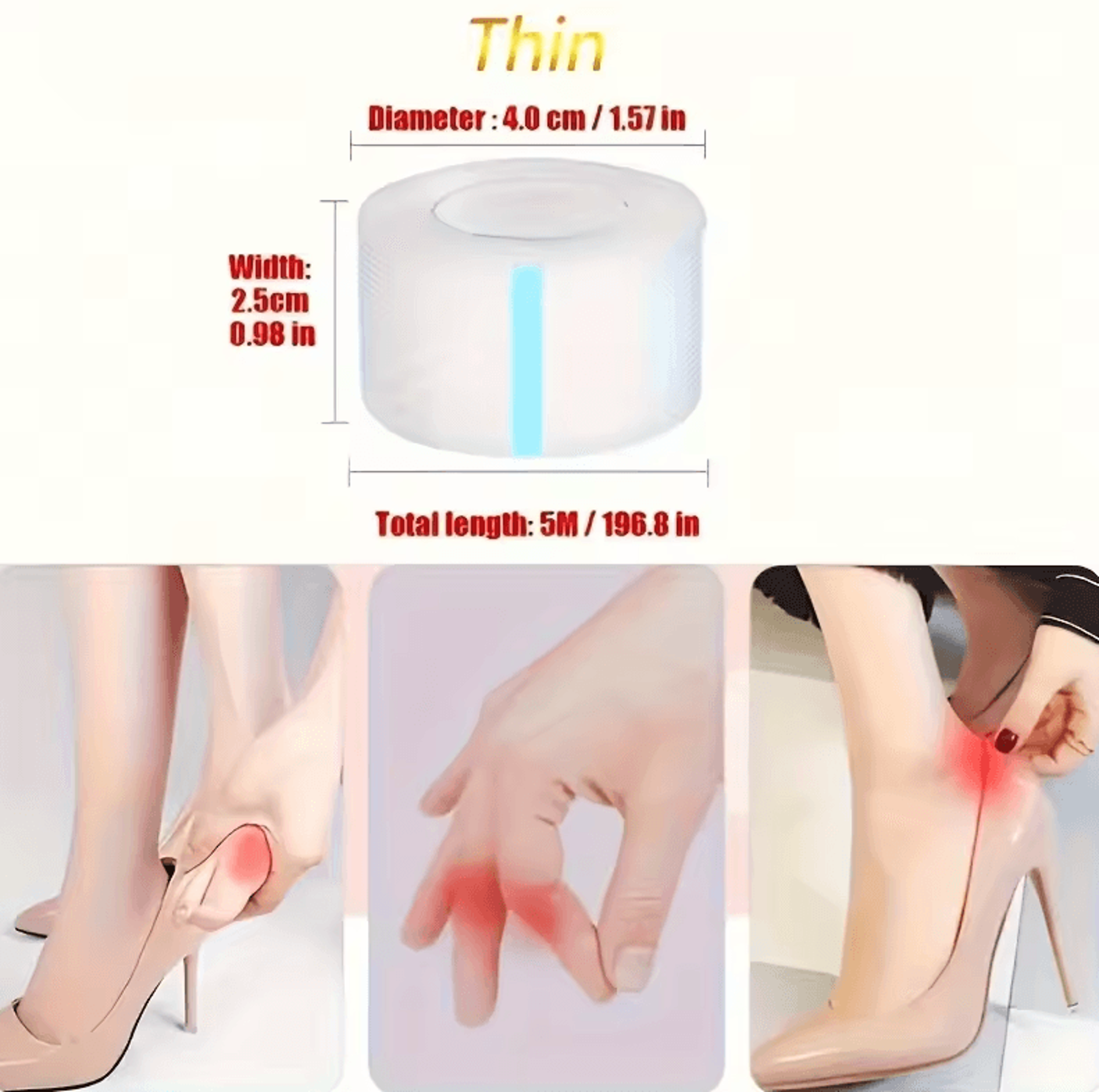 Transparent Silicone Mole Skin Tape Roll  Flexible Foot  Skin Protection 4