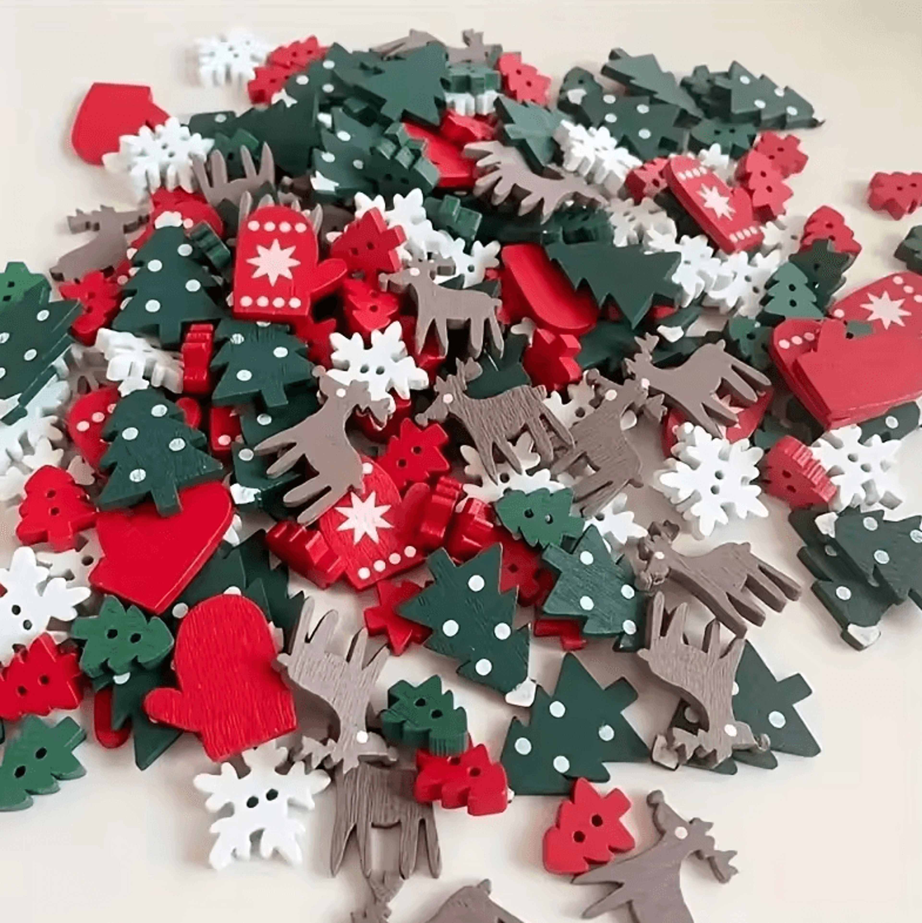 Christmas Wooden Buttons  Decorative Wooden Craft Shapes For DIY Projects 0