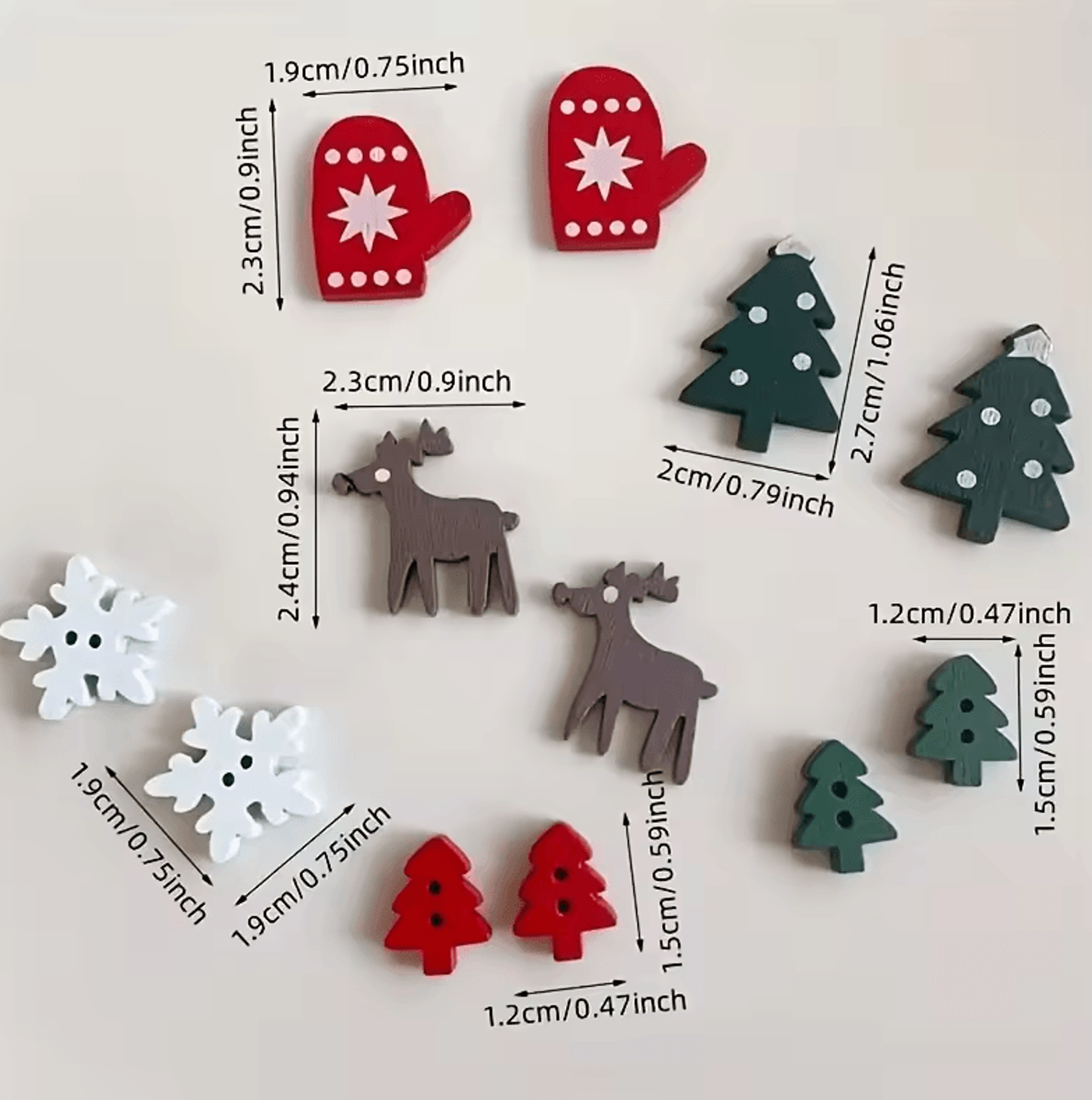 Christmas Wooden Buttons  Decorative Wooden Craft Shapes For DIY Projects 3