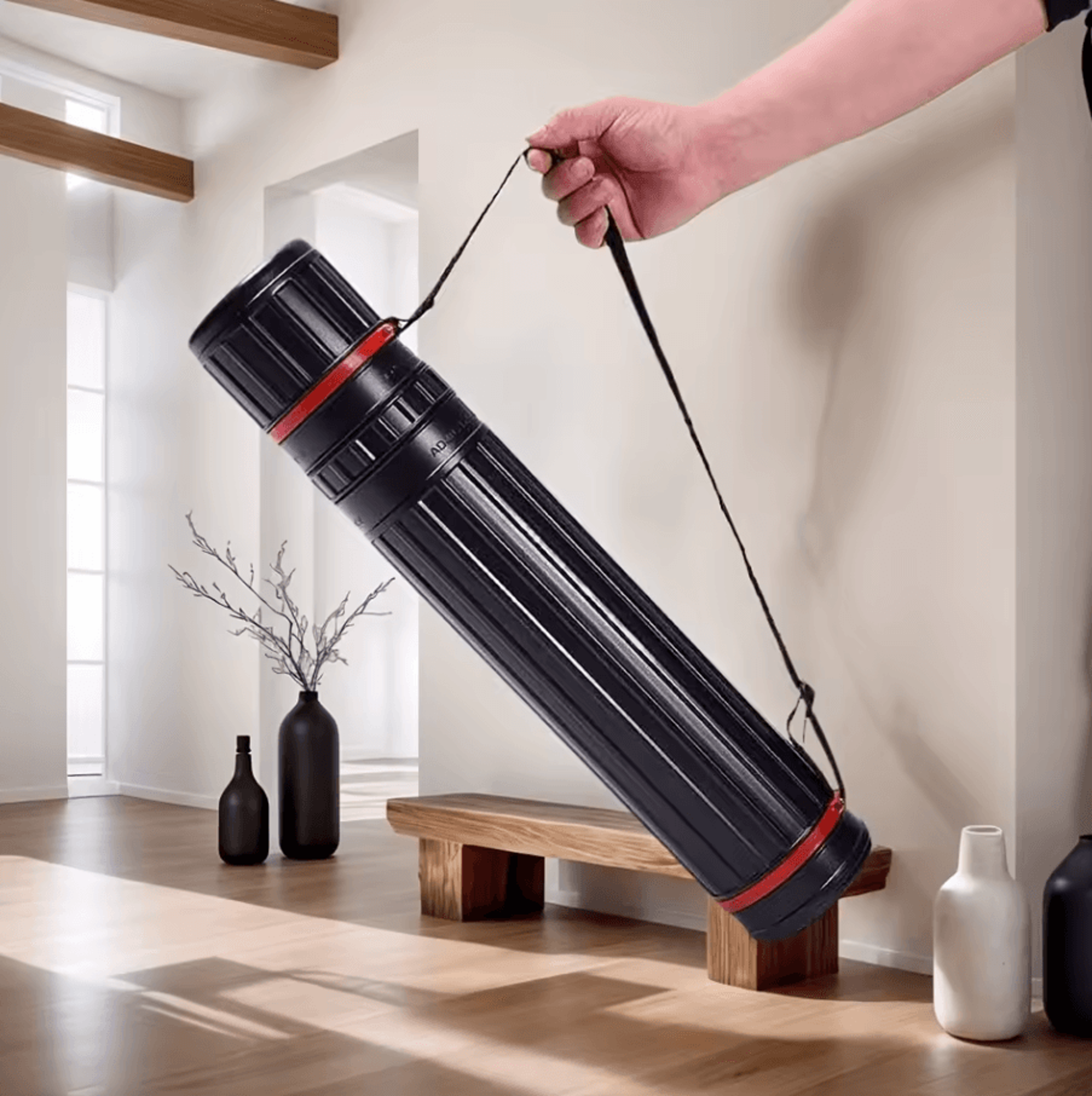 Portable Drawing Tube  Adjustable Expandable Art Storage With Shoulder Strap 0