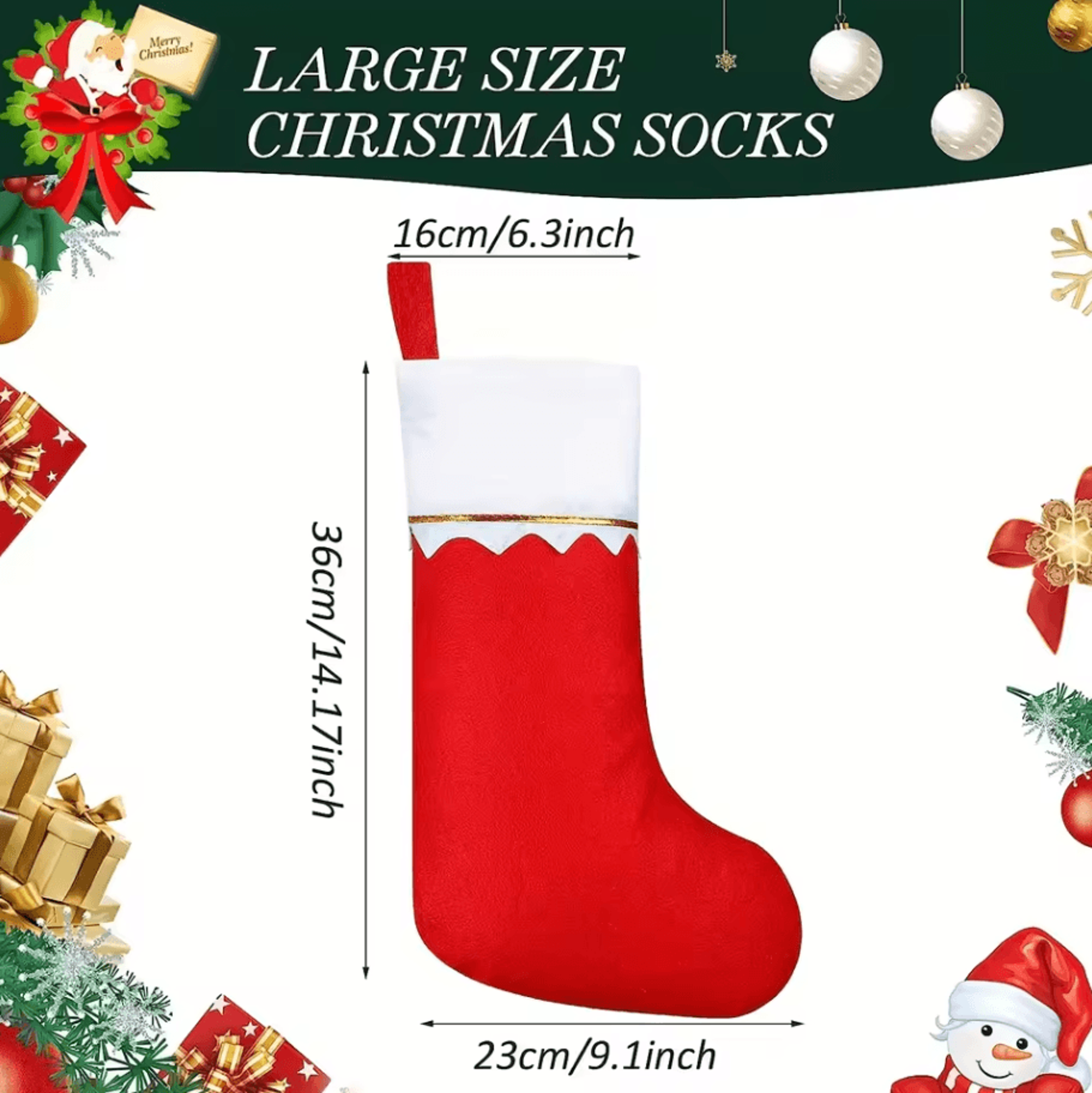 12Piece Festive Red Christmas Stockings Set  Santa Claus  Reindeer Design 4
