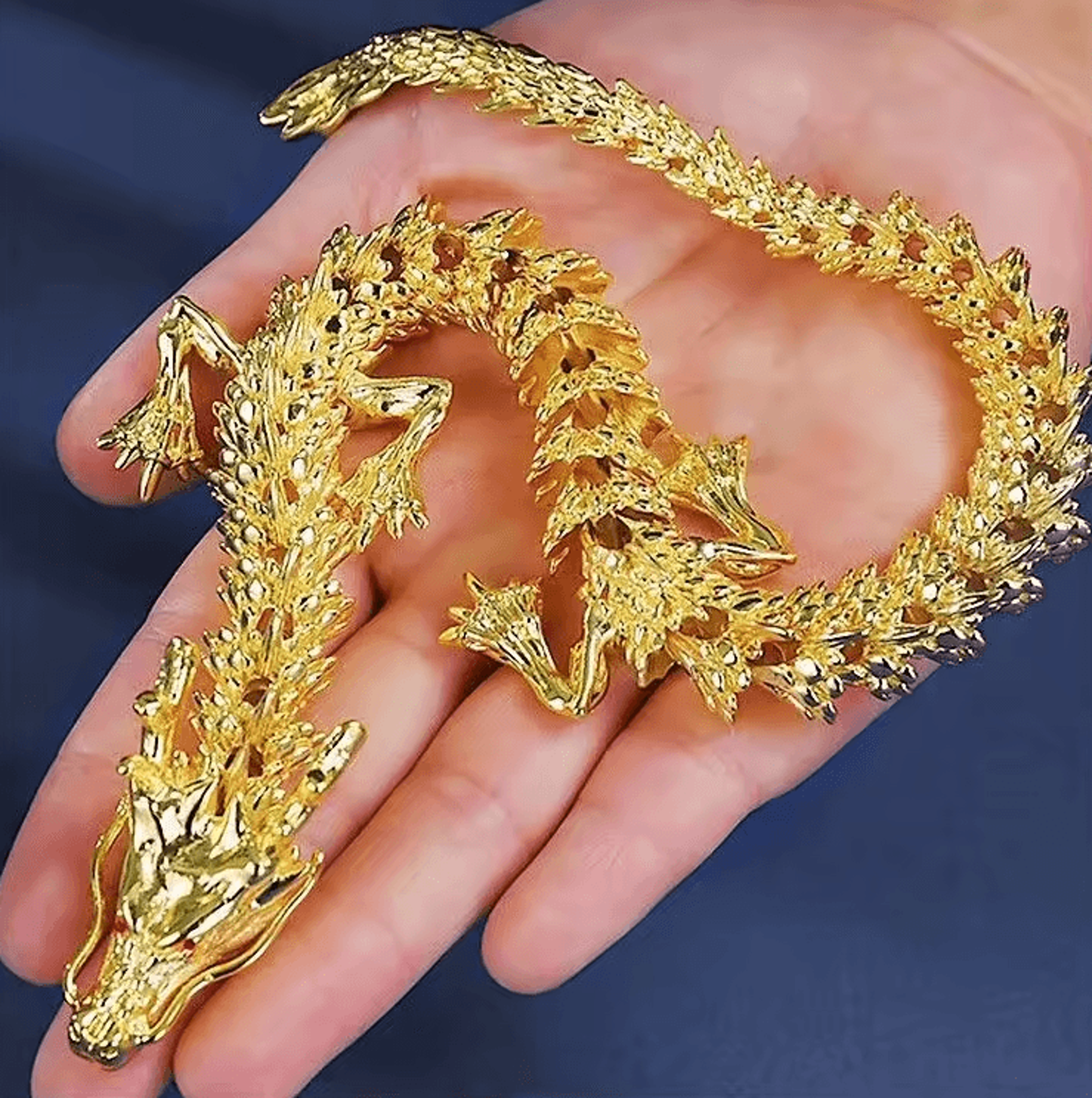 Majestic 3D Alloy Golden Dragon Statue With Movable Limbs  Symbol Of Power  Good Luck 6