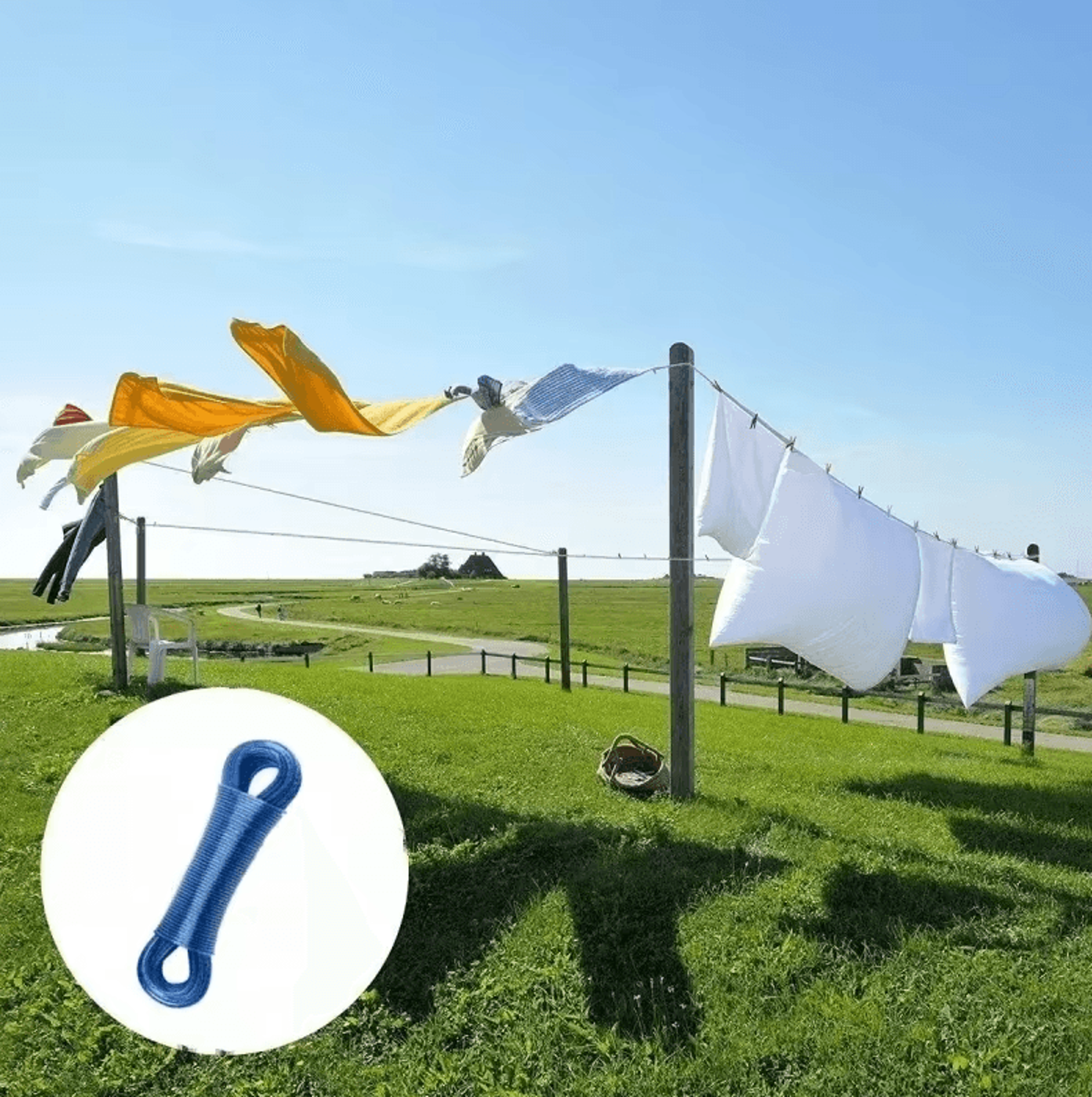 Outdoor Clothing Drying Rope  7874in Steel Wire PVC Wash Line For Garden Travel  Camping 4