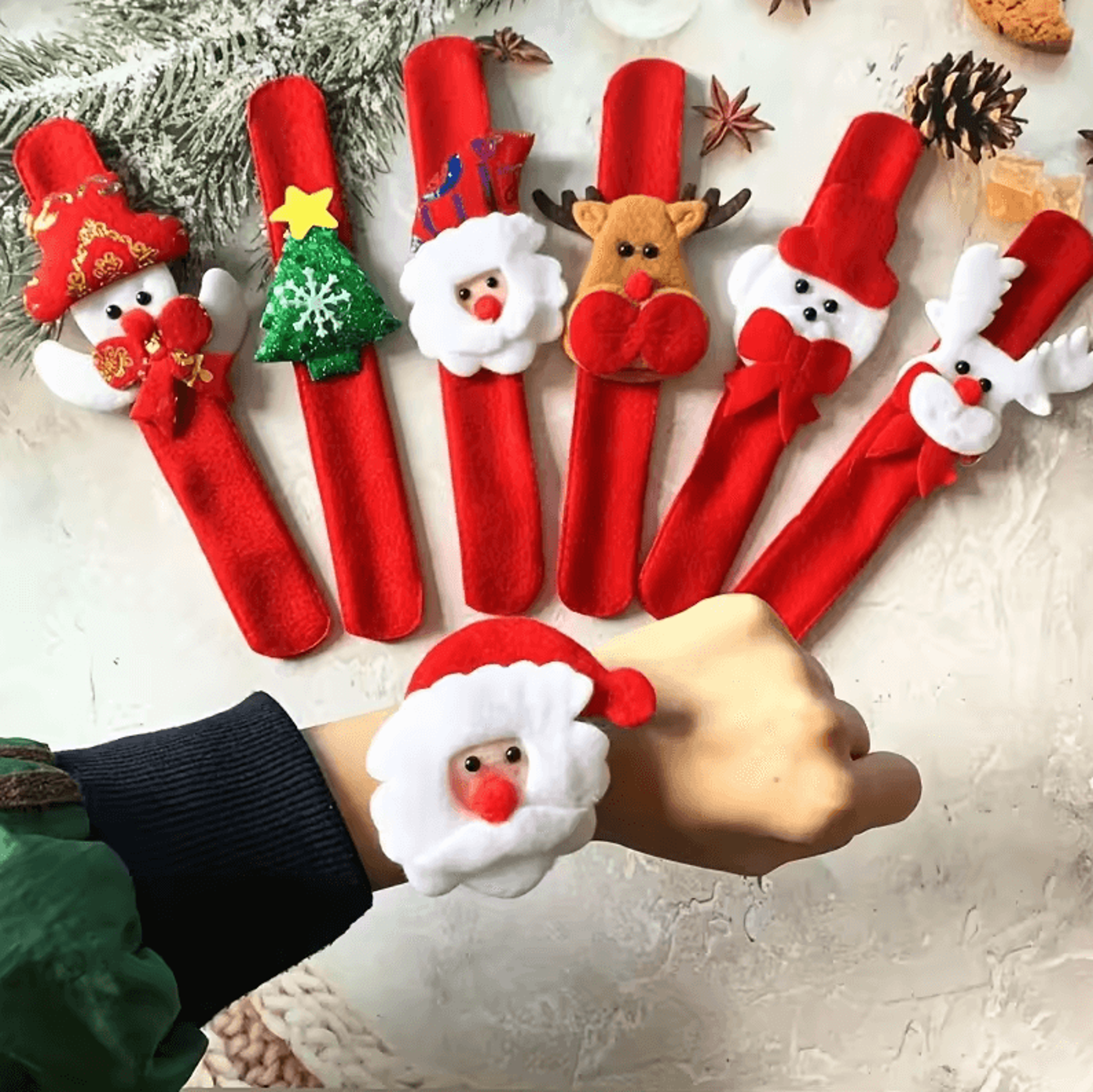 12 Christmas Clap Bracelets  Holiday Party Gifts With Santa Claus Snowman  Reindeer Designs 5