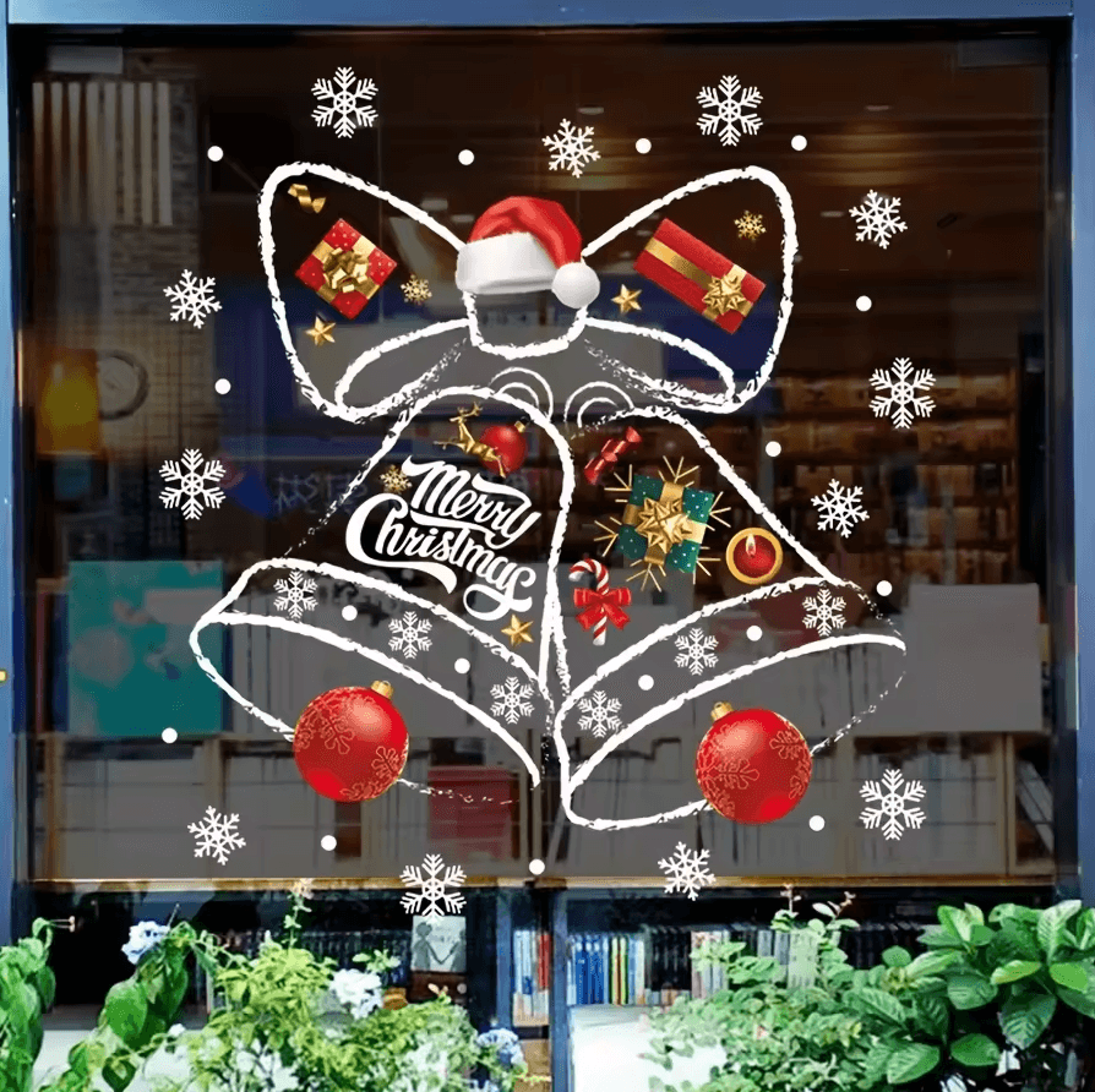 Christmas Decorative Window Stickers  Festive Clock Wall Decals For Holiday Shop  Home 2