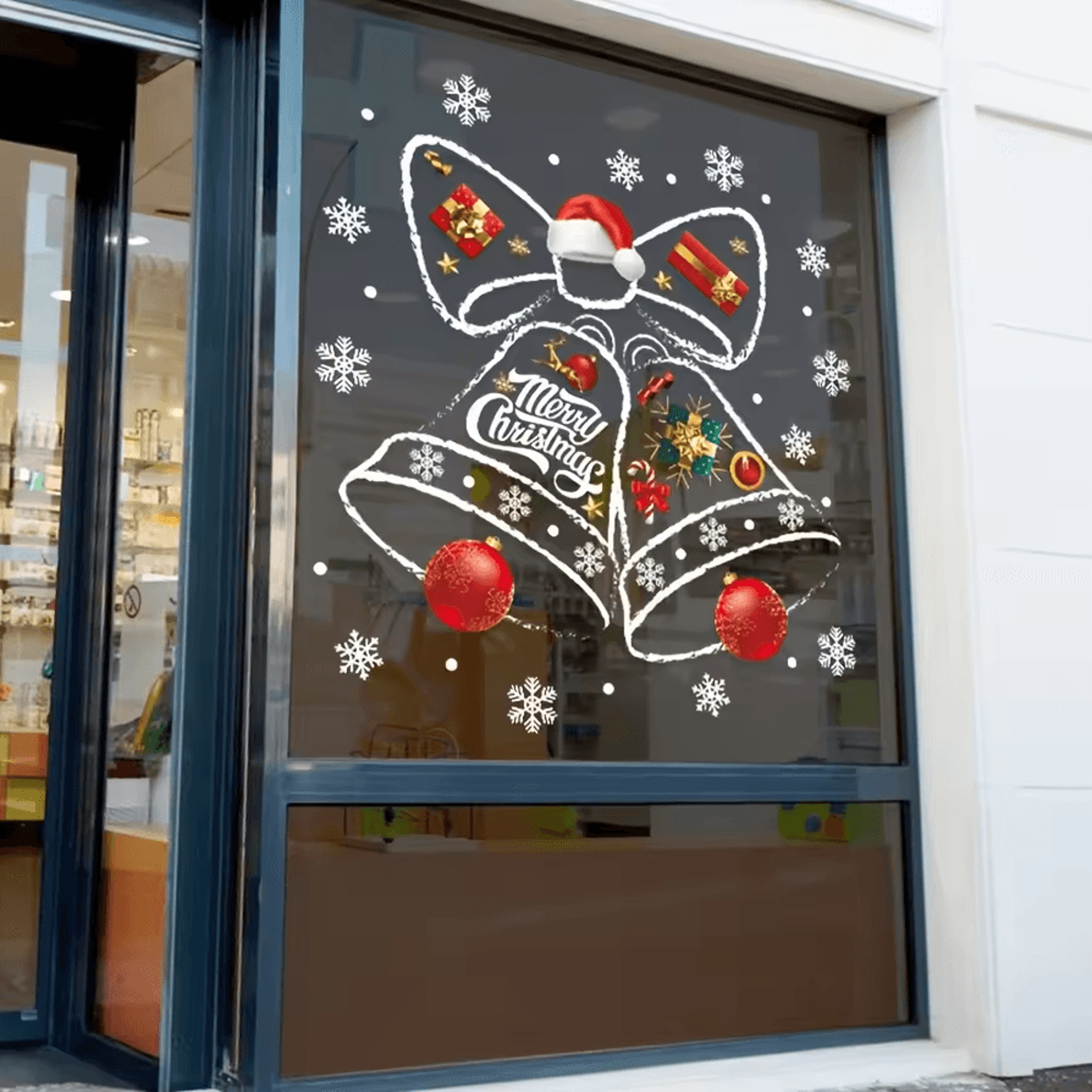 Christmas Decorative Window Stickers  Festive Clock Wall Decals For Holiday Shop  Home 3