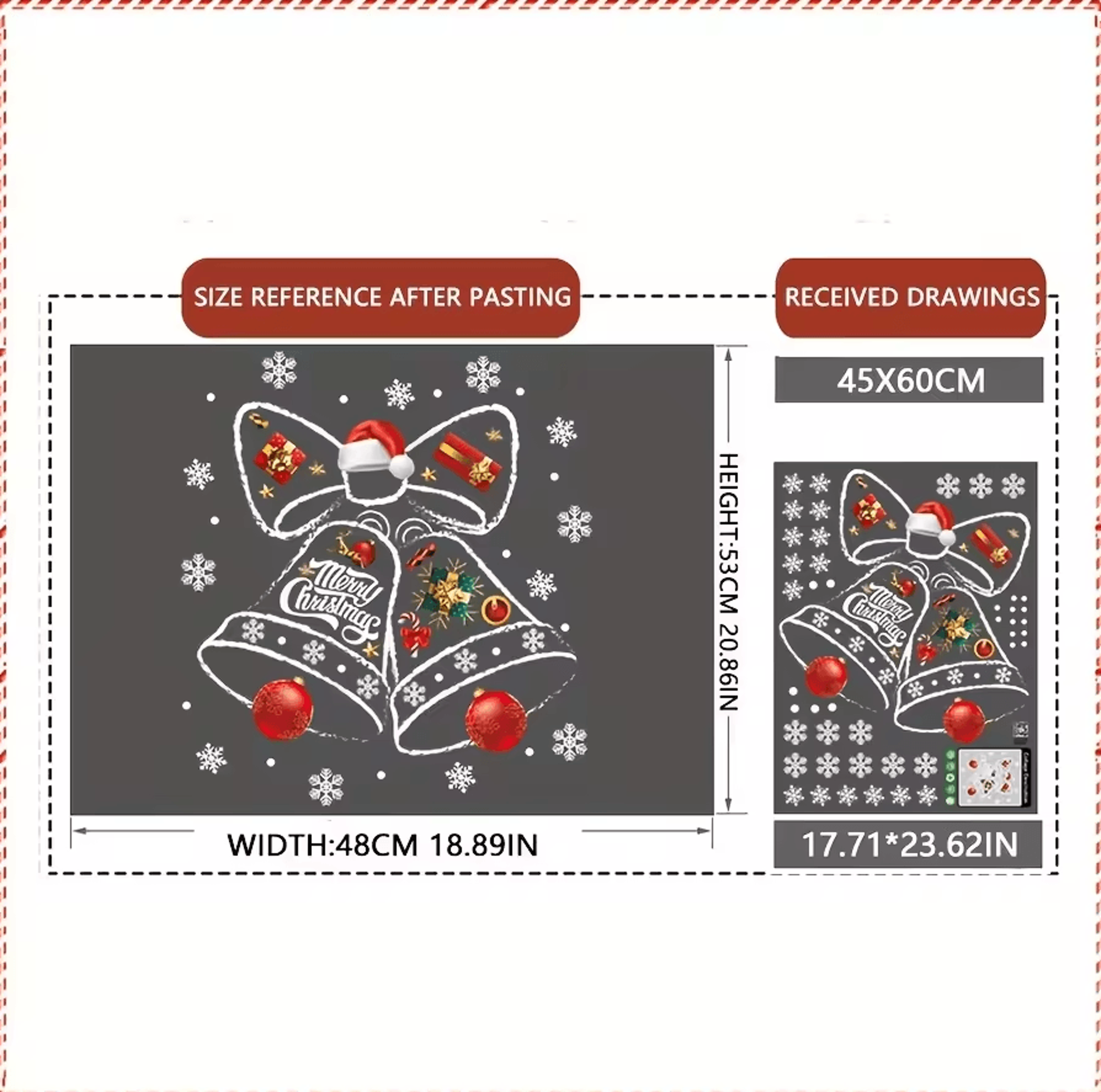 Christmas Decorative Window Stickers  Festive Clock Wall Decals For Holiday Shop  Home 4