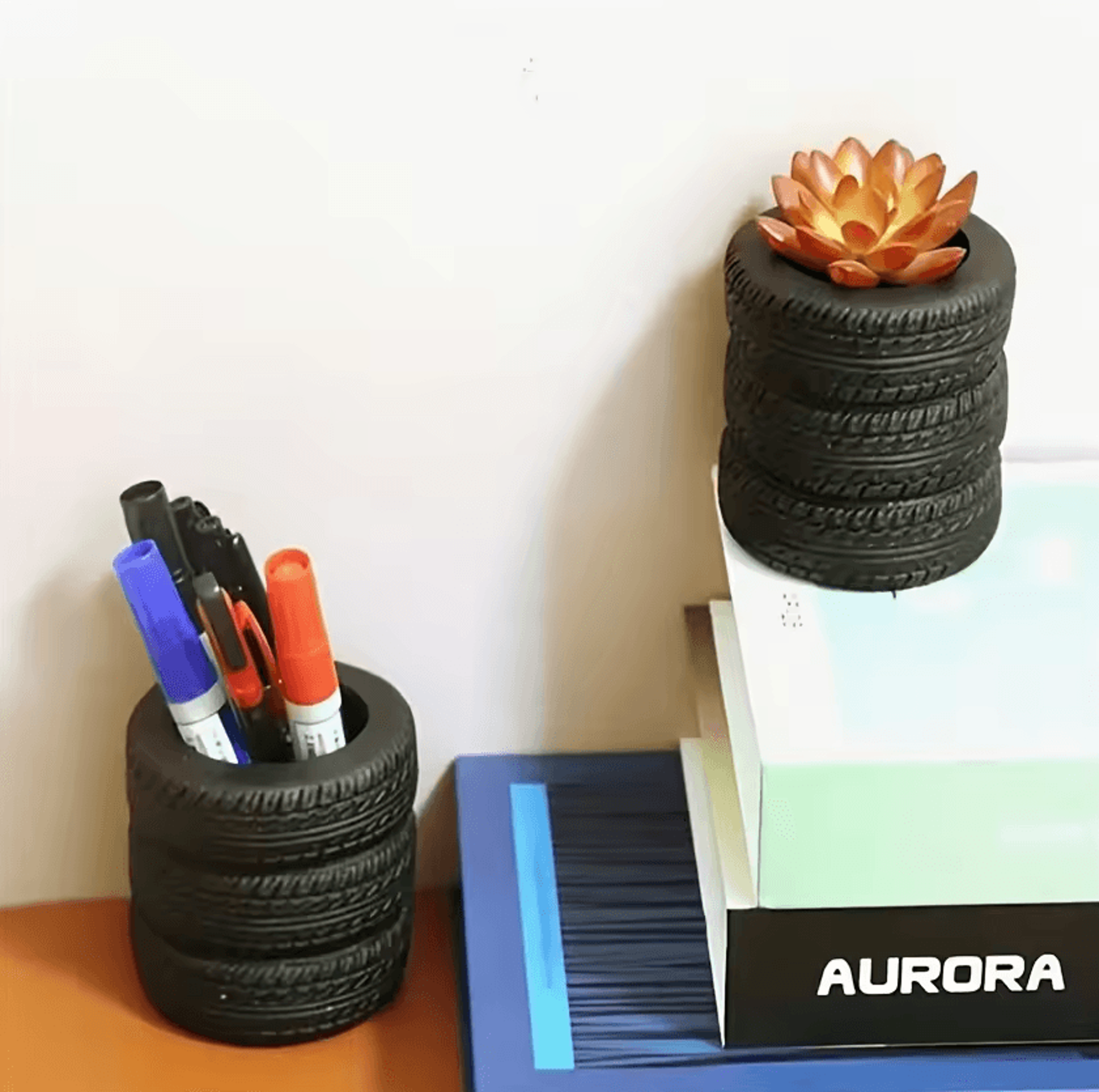 Creative Tire Shaped Pen Holder  Unique Office Desk Organizer For Pens  Stationery 4