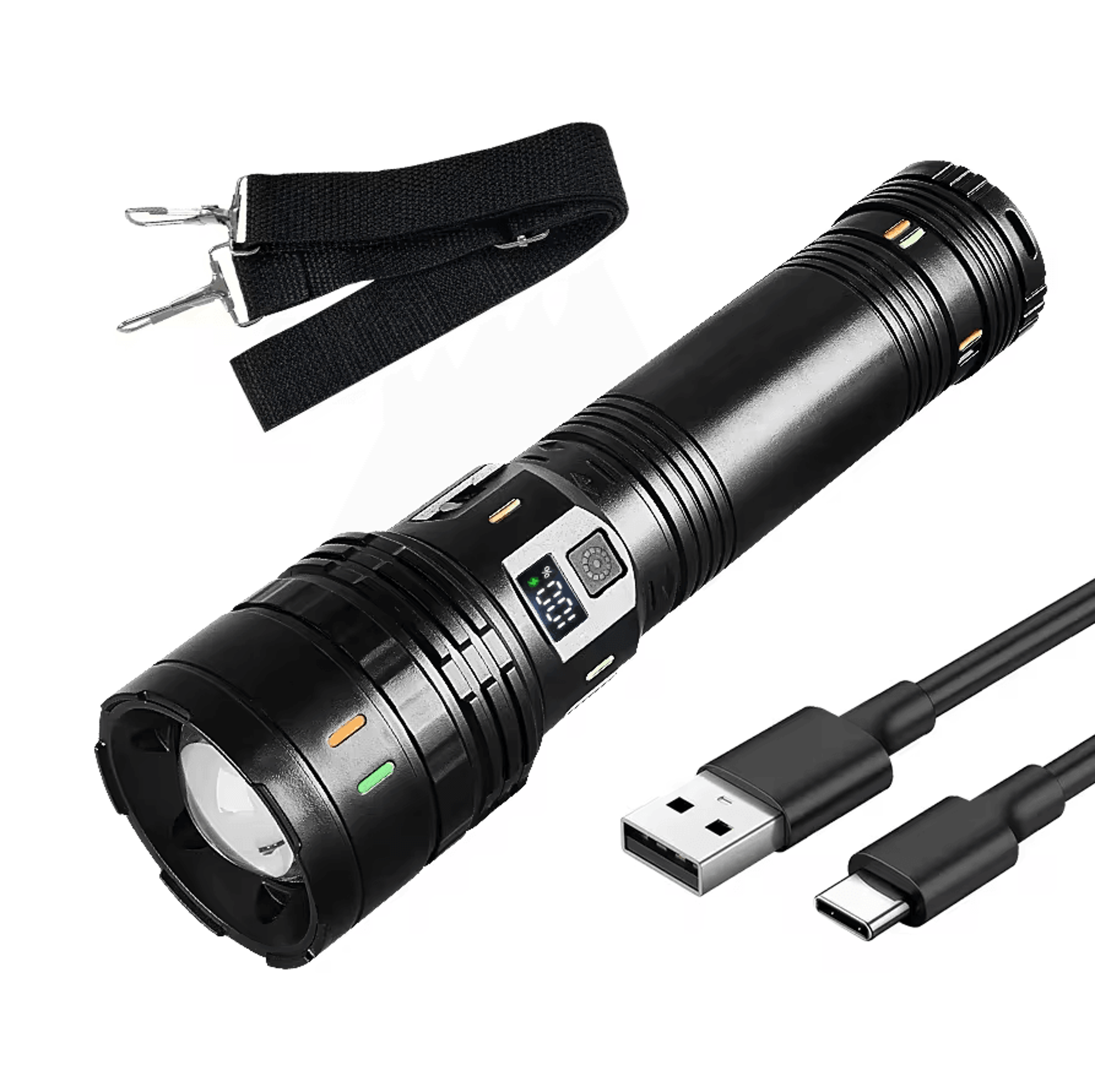 Portable LED Flashlight  Strong Light Multifunctional USB Charging Outdoor Torch 6