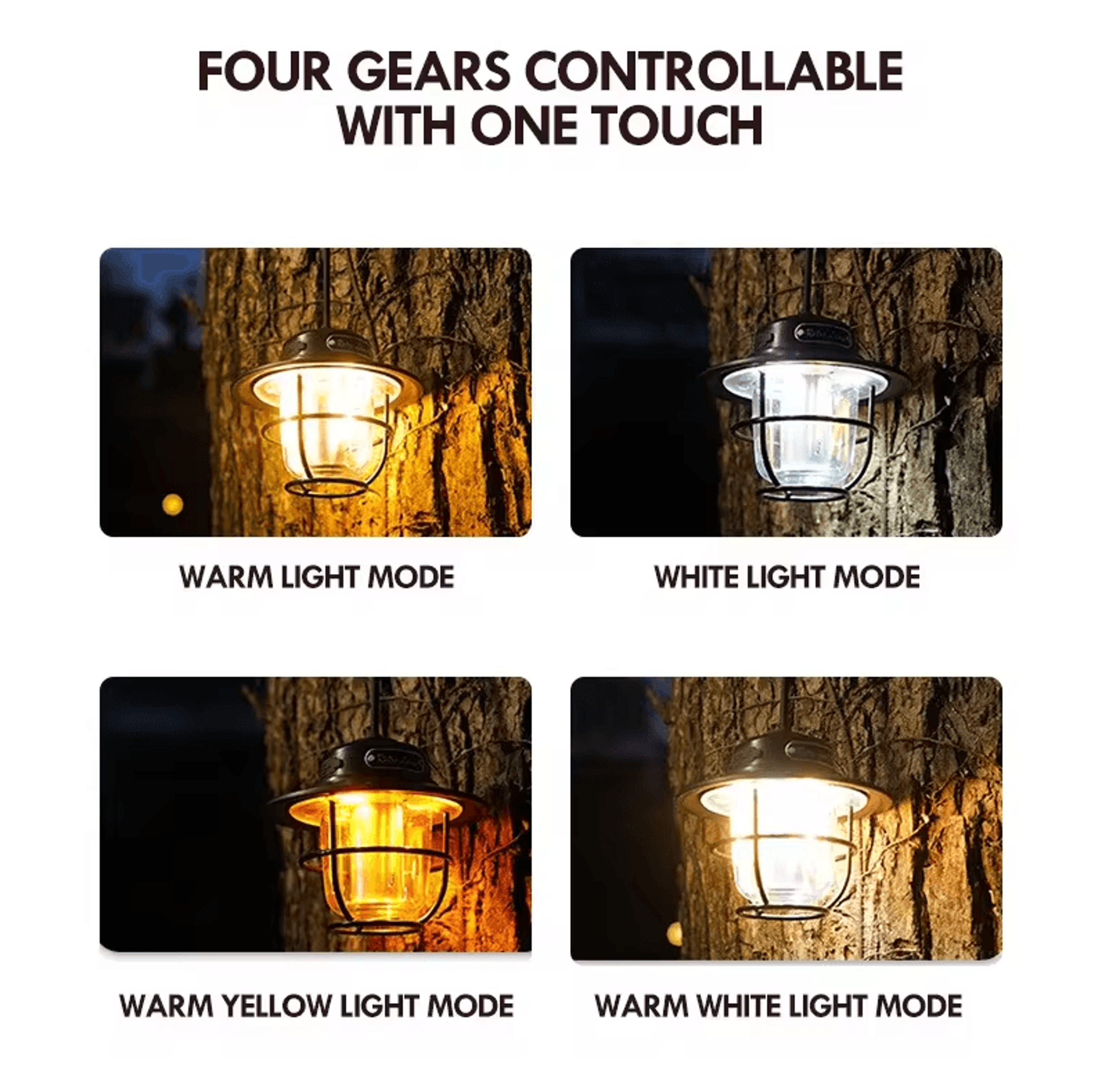 LED Camping Lamp  Retro Portable Hanging Lantern With Stepless Dimming  Waterproof Rechargeability 4