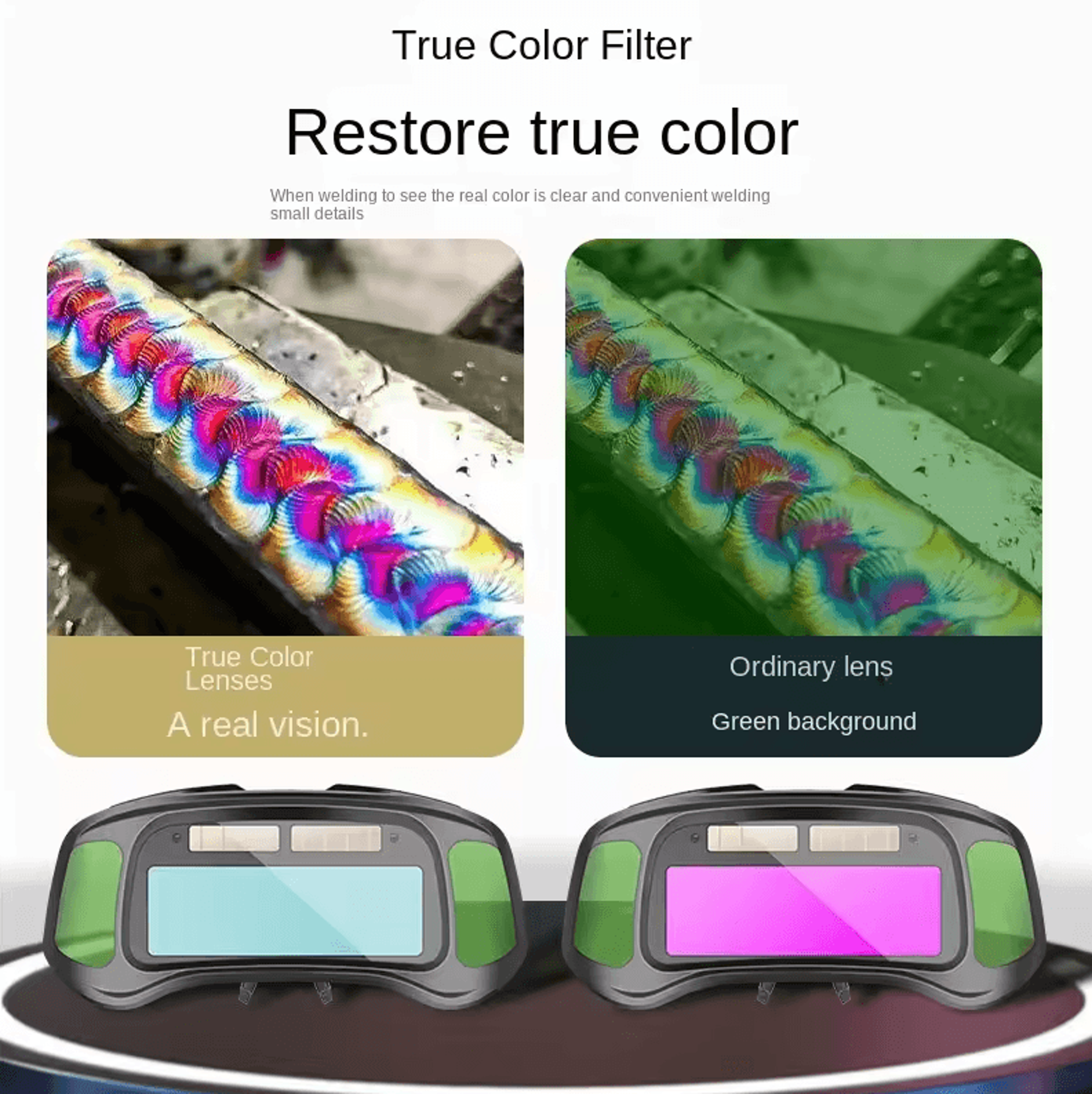 True Color Smart Auto Darkening Welding Goggles  Solar Welder AntiGlare Eye Protection 3