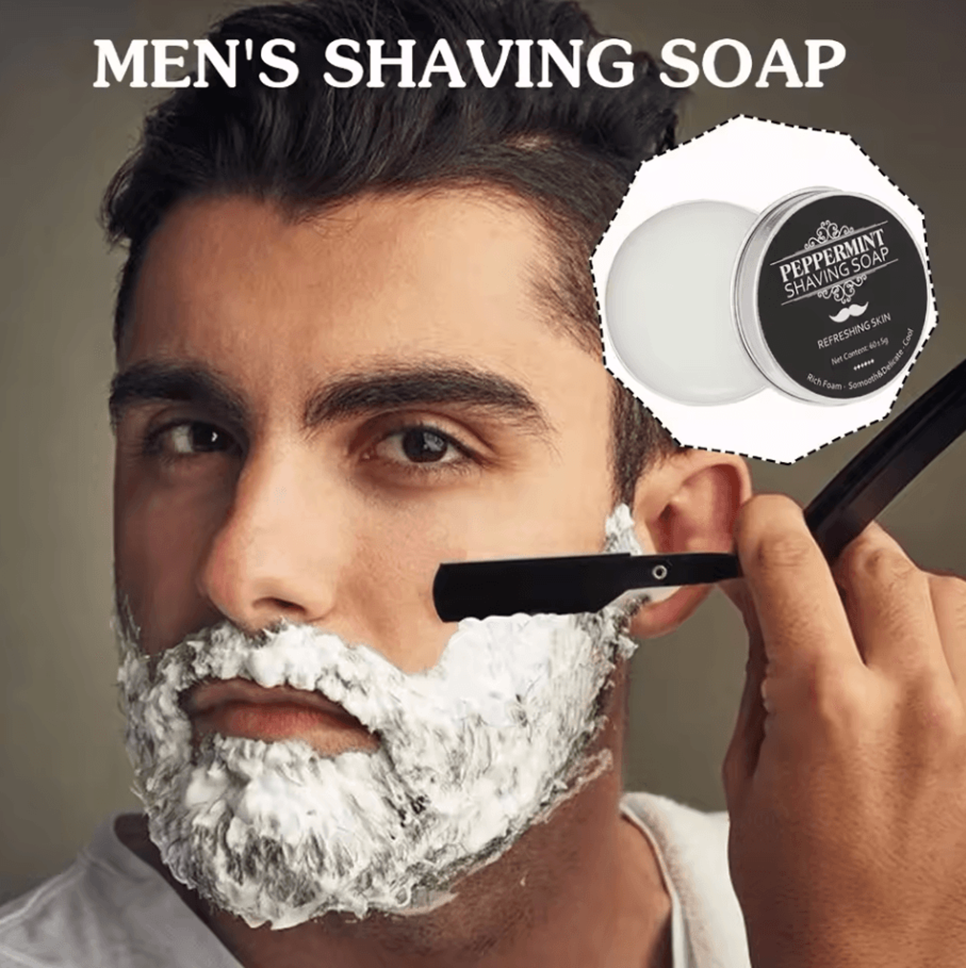 Handmade Smooth Texture Beard Shaving Soap  Organic Foam Shaving Cream Bar For Men 0