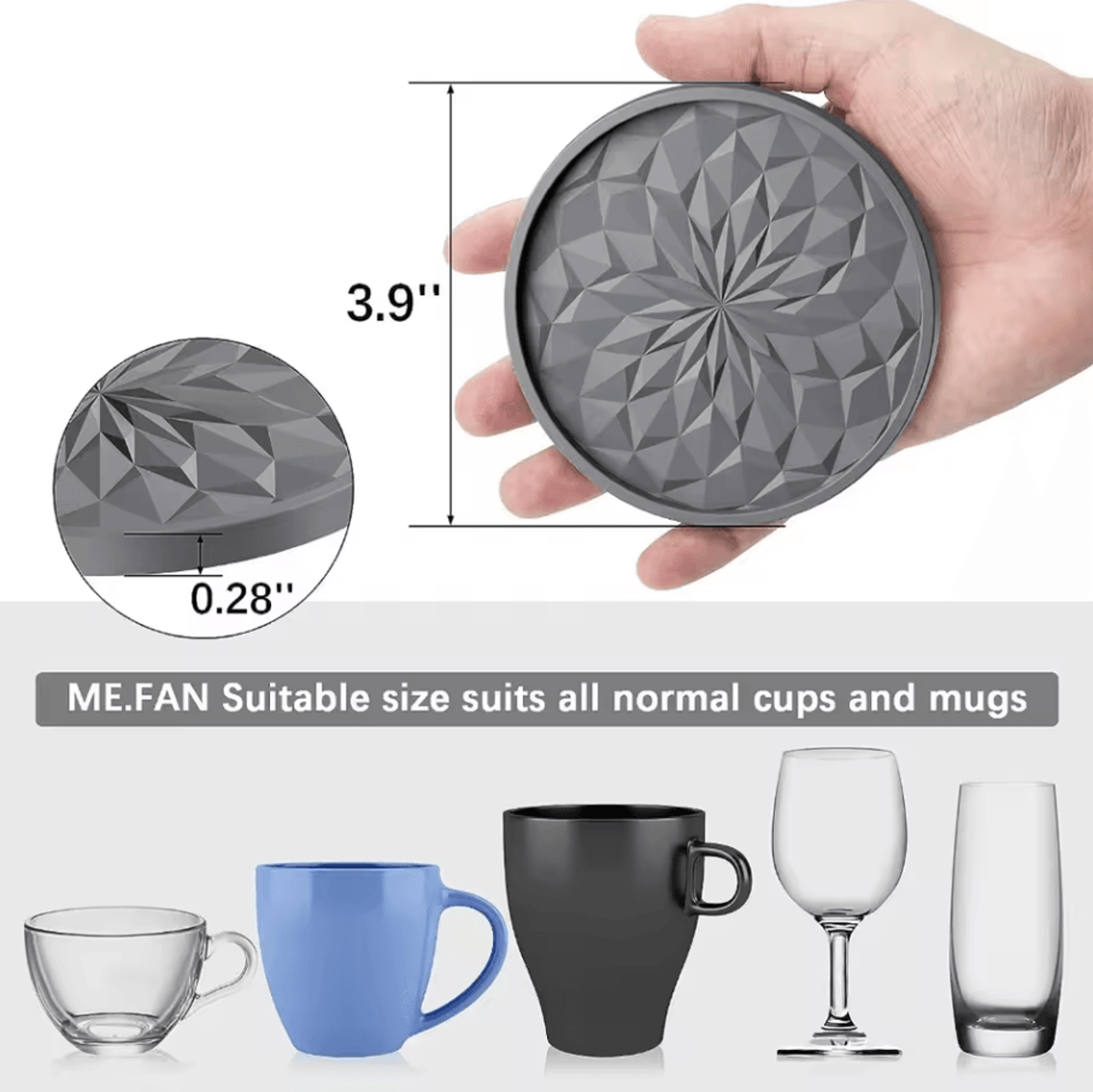 6Piece Silicone Drink Coasters Set With Base  Bar  Home Office Cup Mats For Tabletop Protection 3