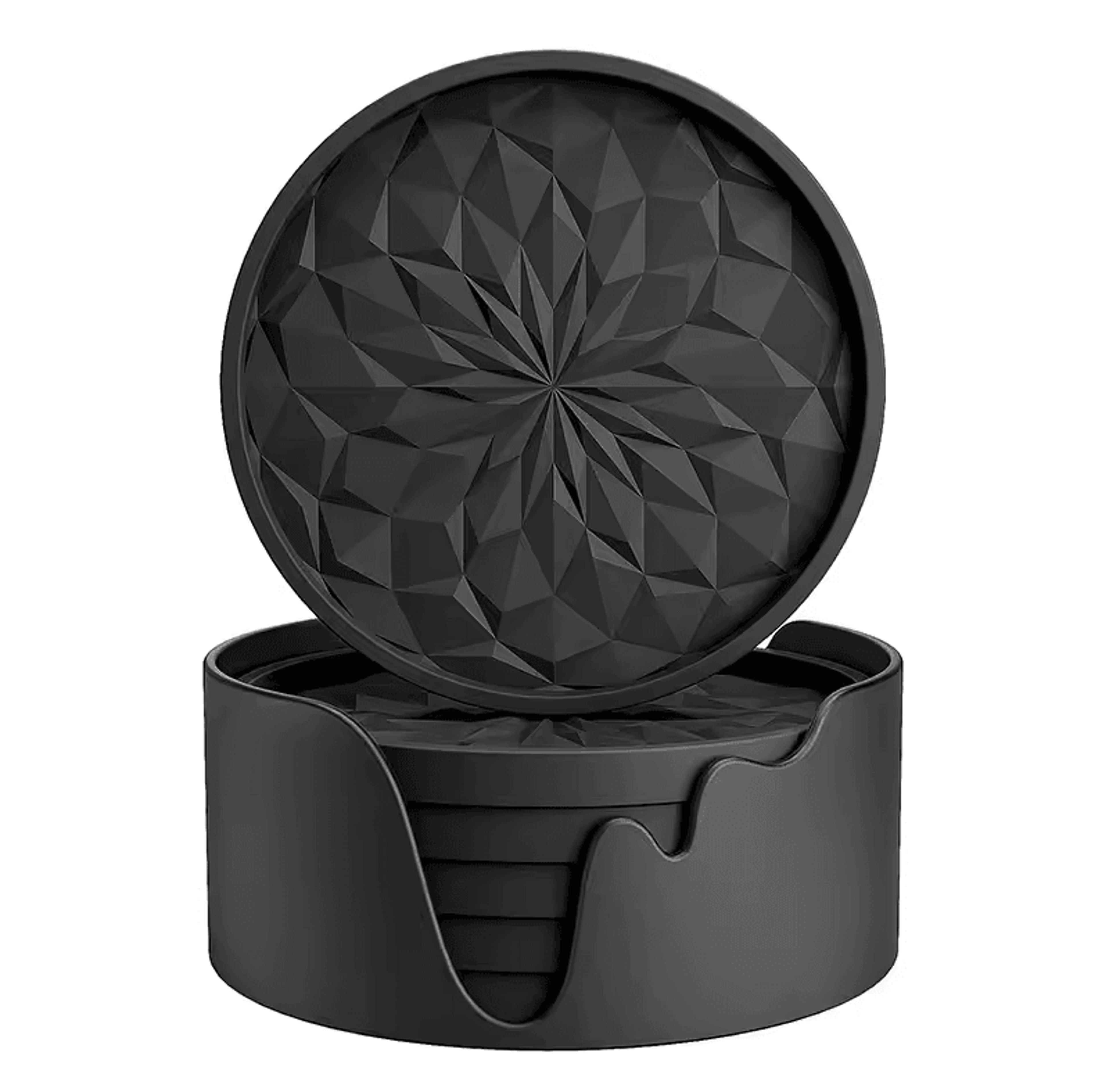 6Piece Silicone Drink Coasters Set With Base  Bar  Home Office Cup Mats For Tabletop Protection 6