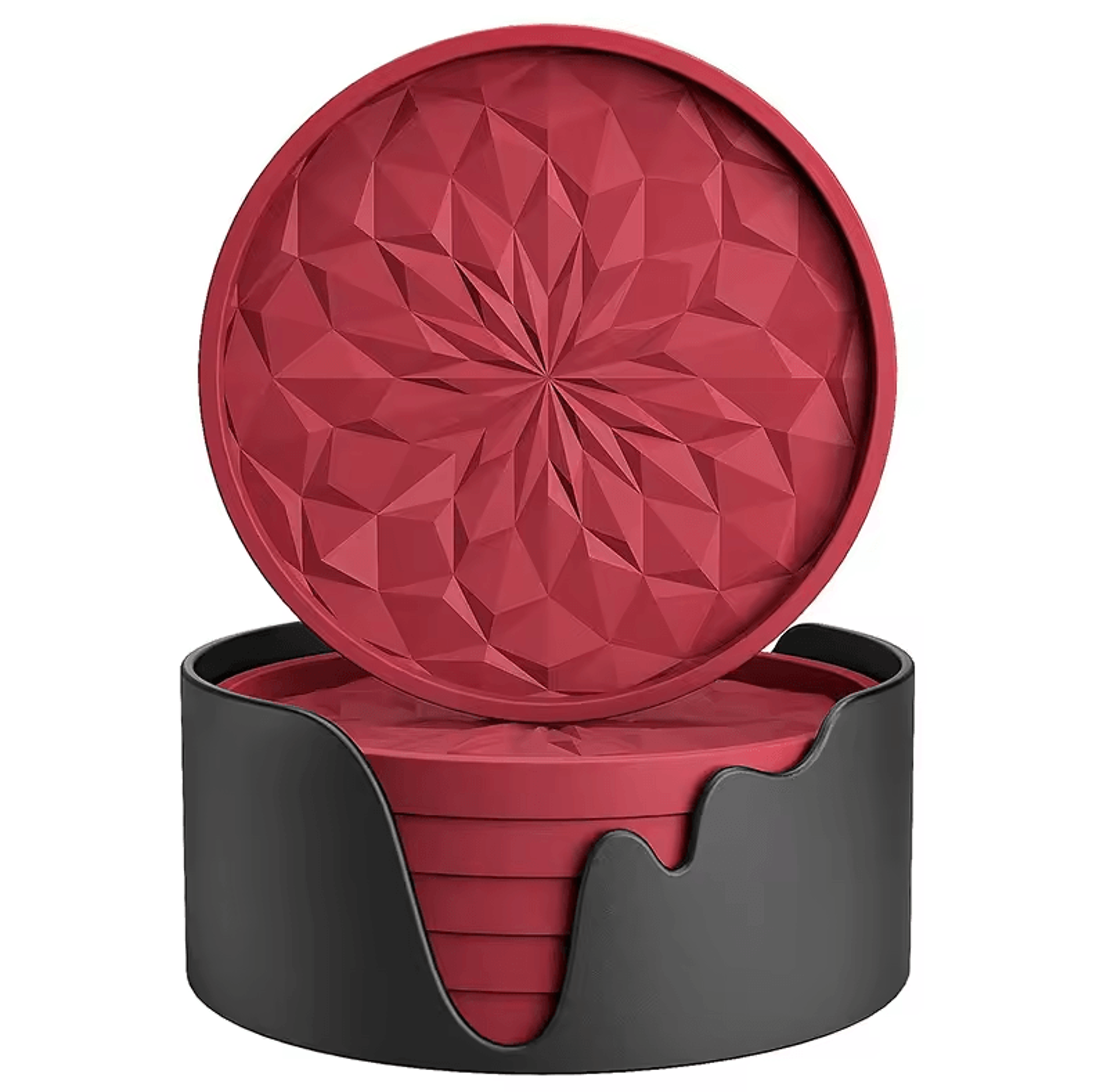 6Piece Silicone Drink Coasters Set With Base  Bar  Home Office Cup Mats For Tabletop Protection 7