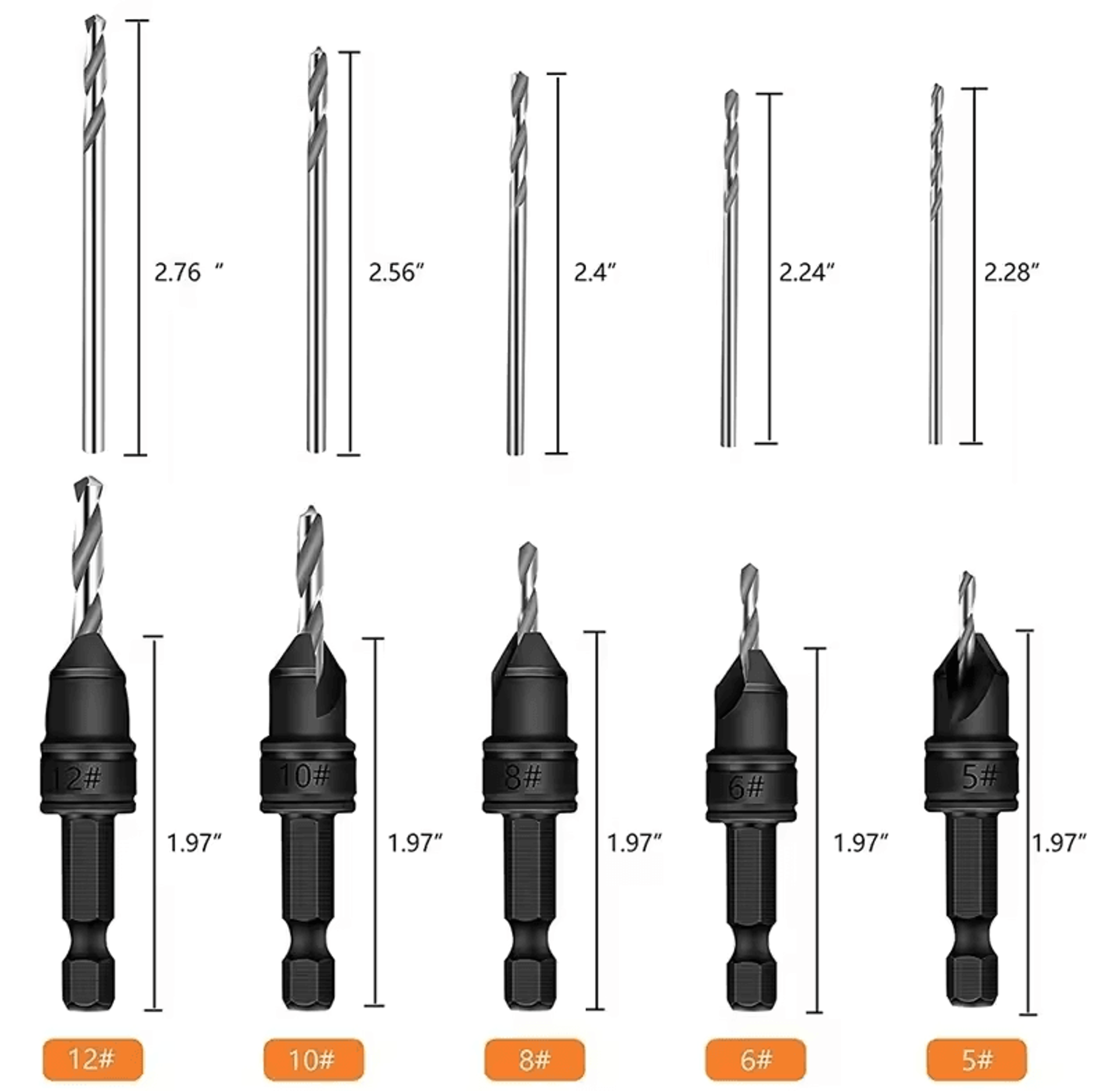 Woodworking Countersink Drill Bit Set  Cone Hole Opener With 5 Replaceable Pilot Drill Bits 1