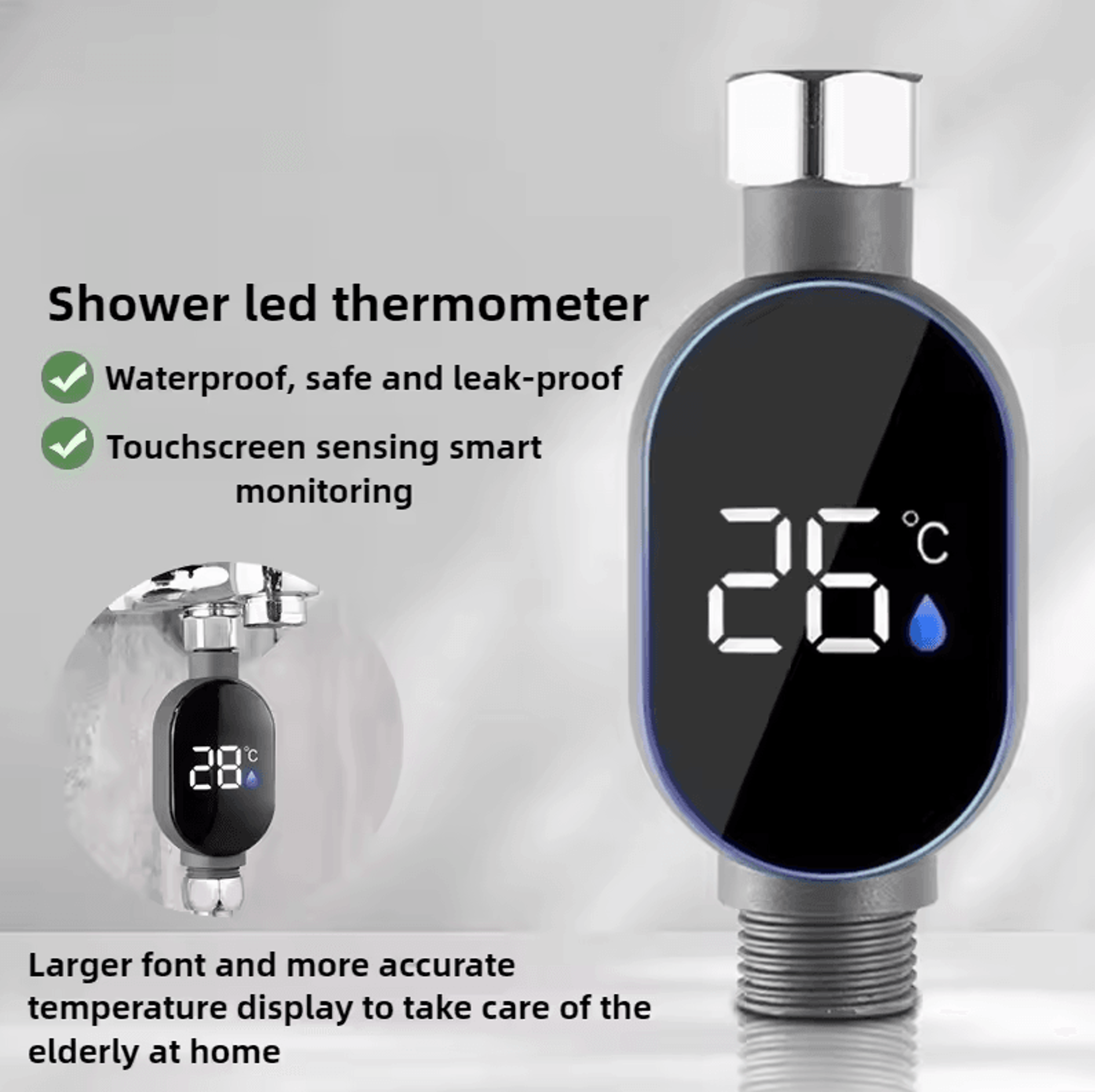Water Temperature Gauge For Showerheads  LED Visual Display Shower Faucet Controller 123 Pcs 0