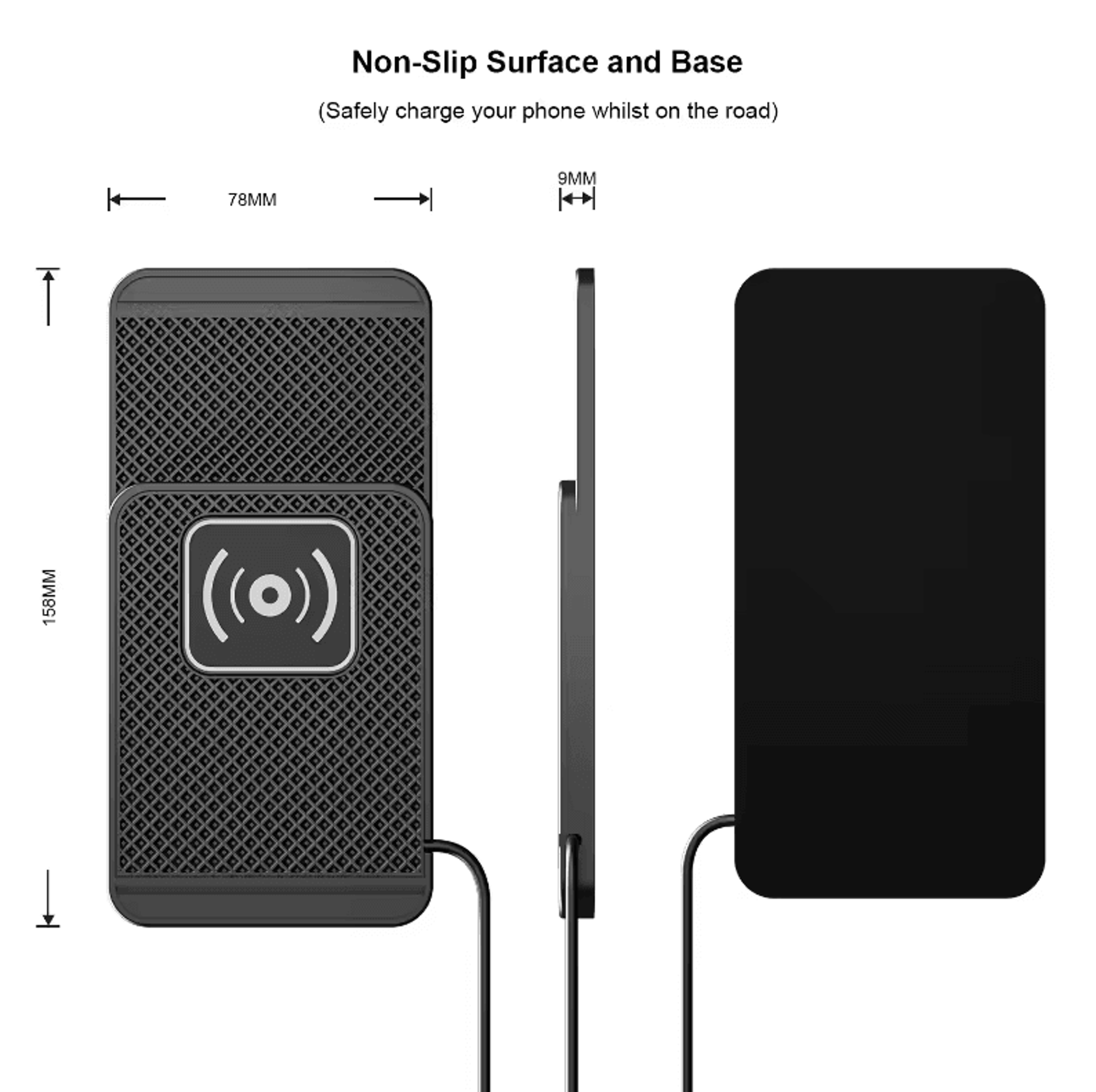 Universal 1 M USB TypeC Wireless Charging Pad NonSlip Portable Phone Charger Stand For Home  Car 5