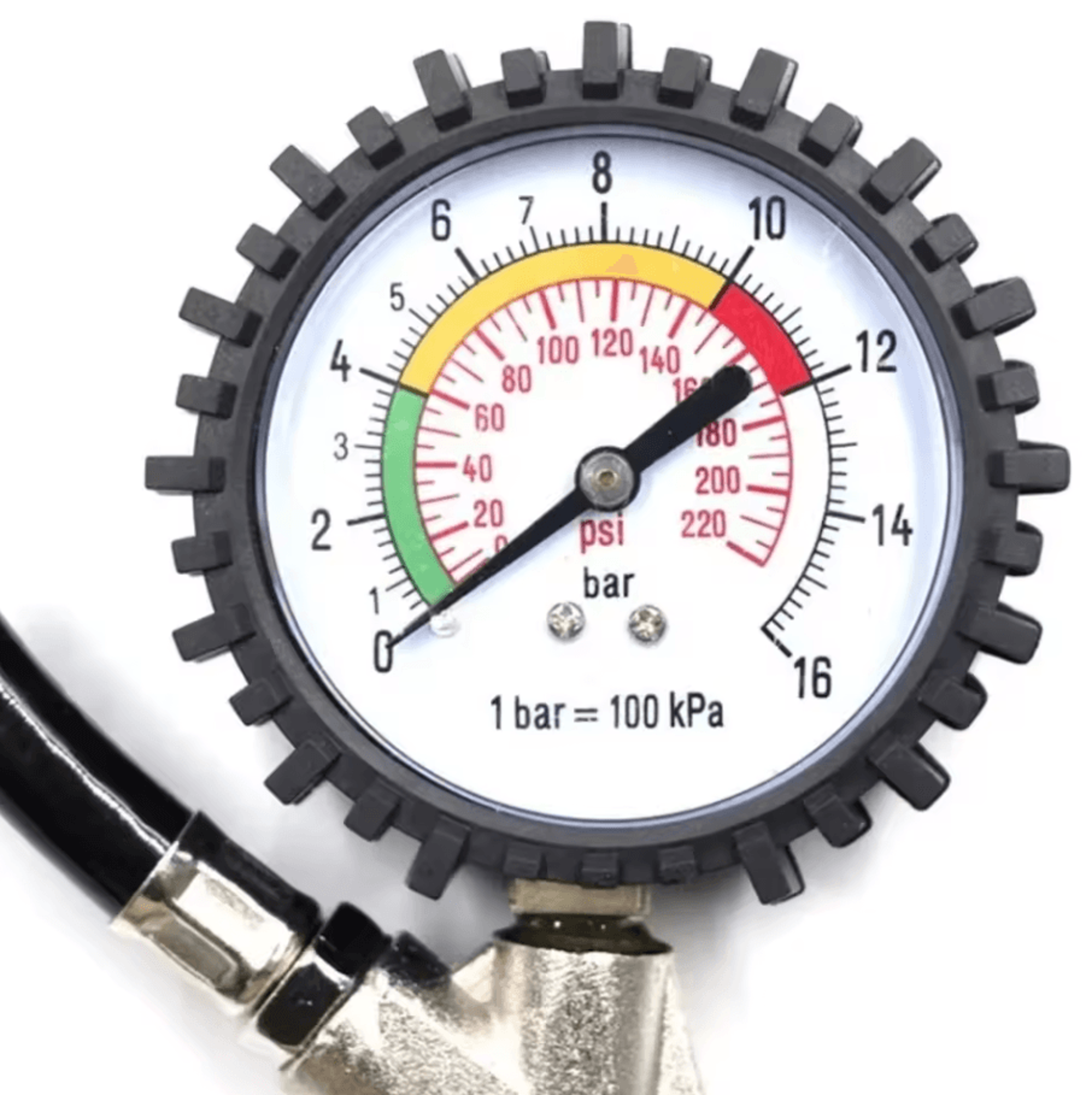 High Precision Silver Dial Tire Pressure Gauge  Car Tire Pressure Monitor Tool With Air Pump Gun Co 2