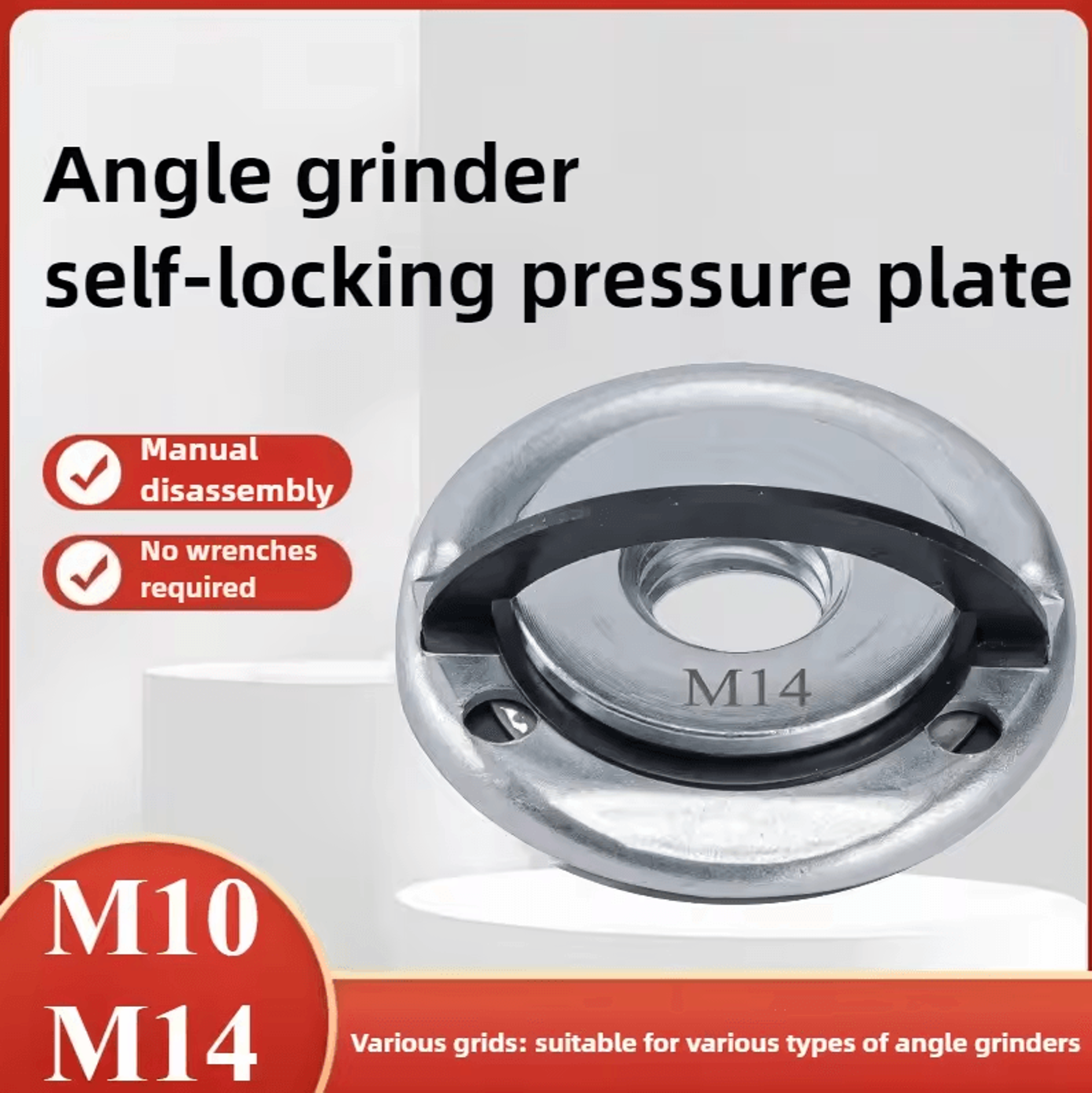 Angle Grinder Accessories  M10M14 Quick Installation Pressure Plate  SelfLocking Clamping Nut 0