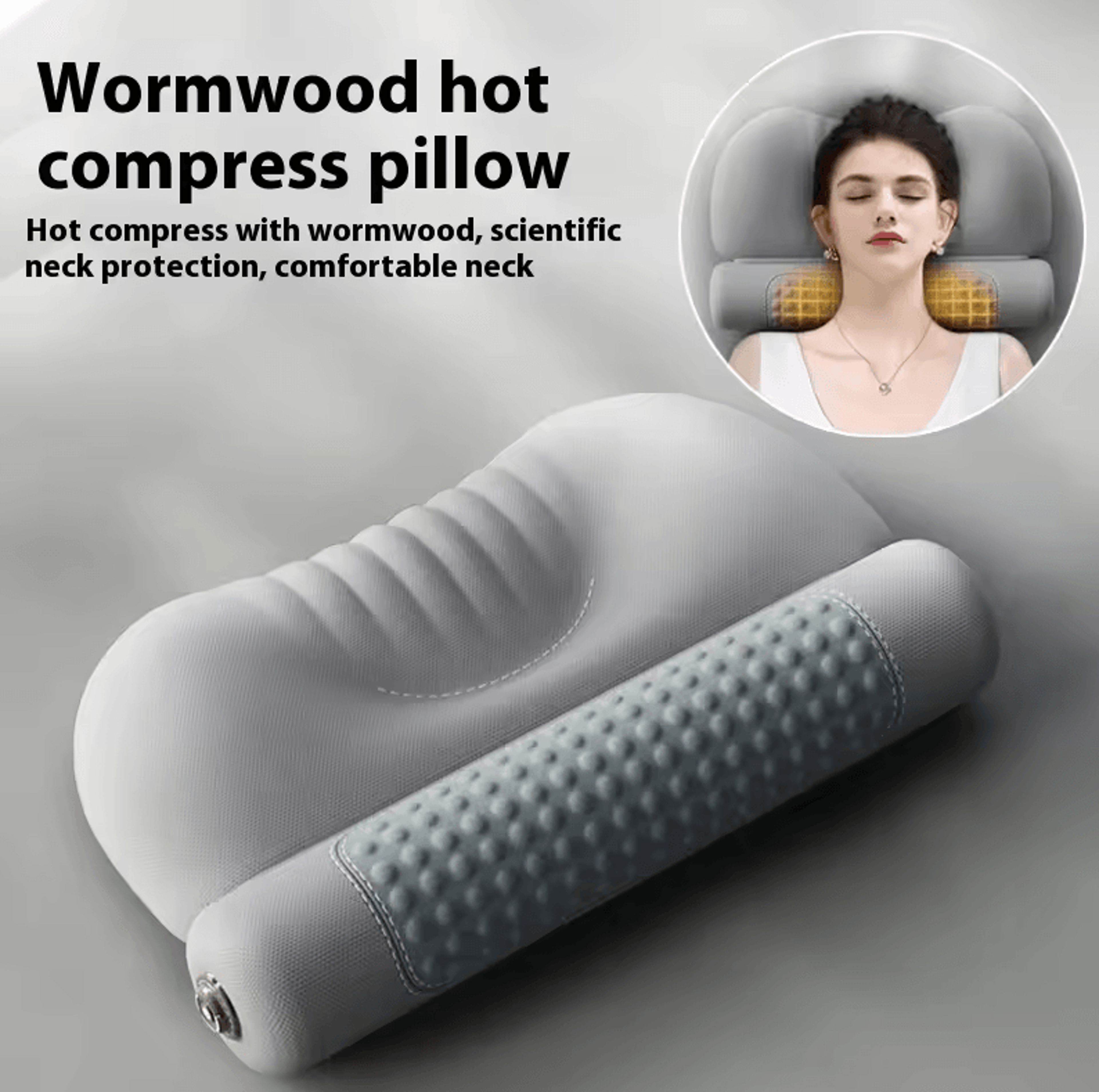 Upgraded Wormwood Hot Compress Cervical Pillow  Therapeutic Heating Neck Cushion For Spine Support  0