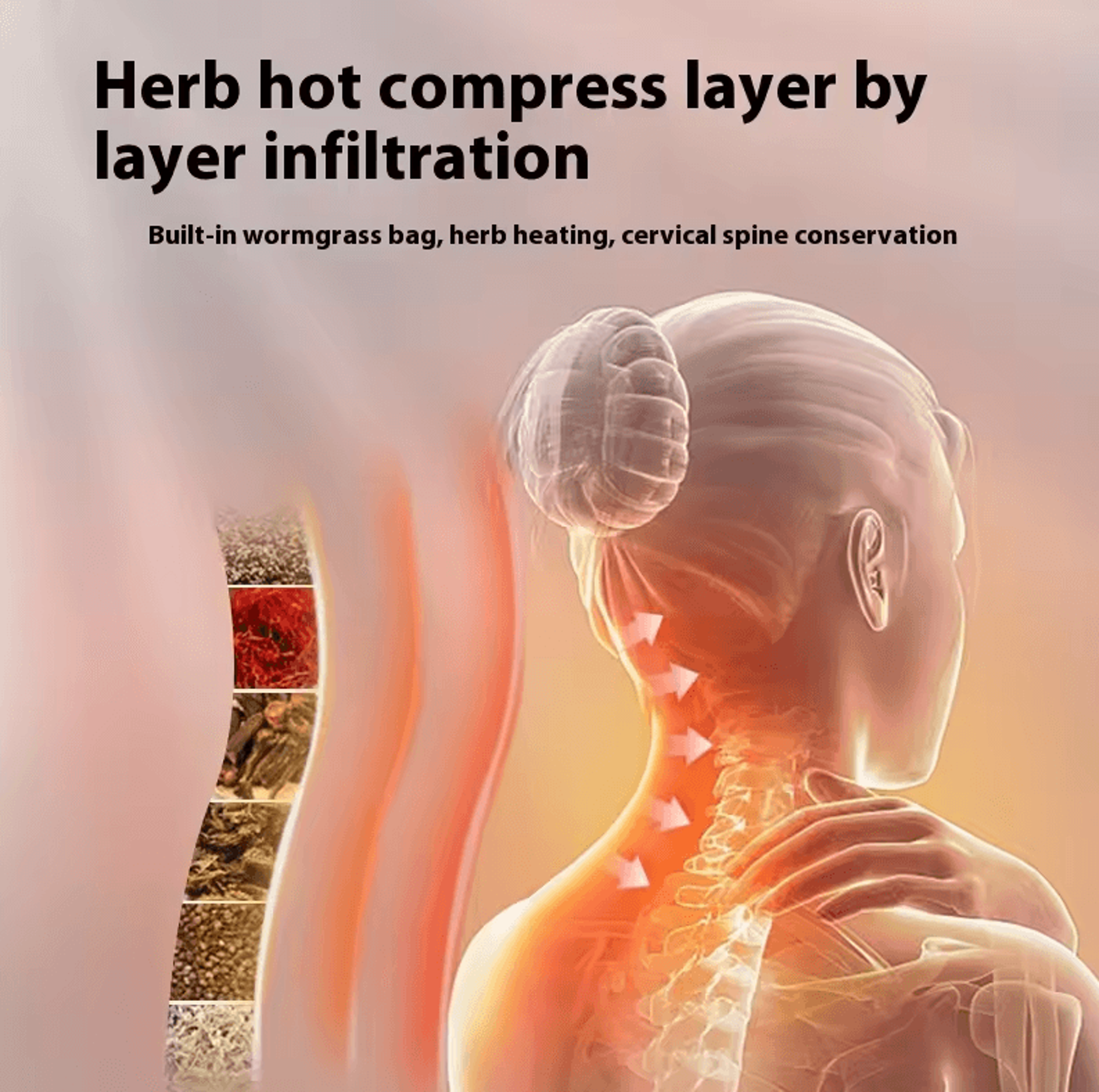 Upgraded Wormwood Hot Compress Cervical Pillow  Therapeutic Heating Neck Cushion For Spine Support  2