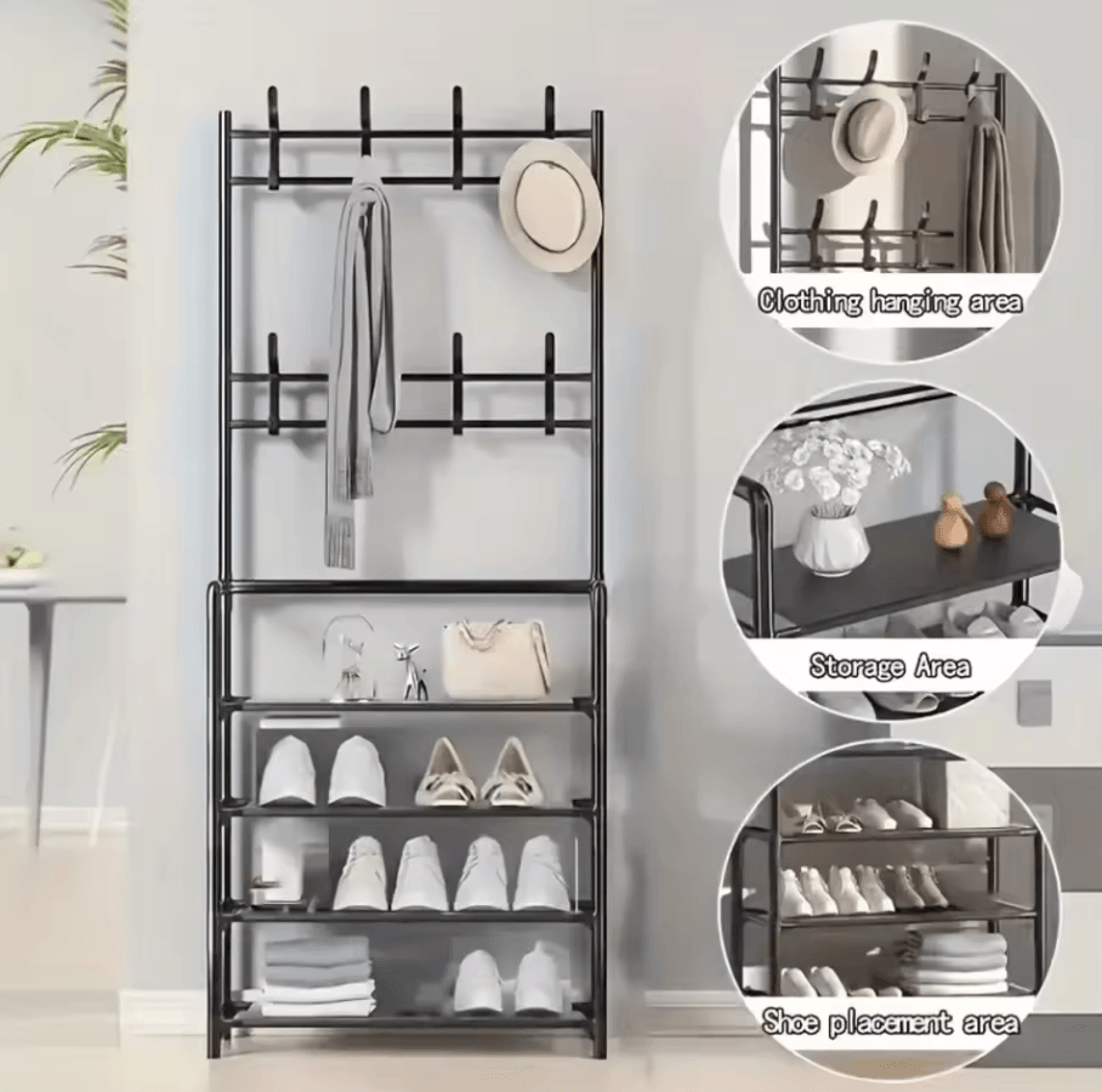 MultiLayer Clothes  Shoe Rack  FloorStanding Organizer With DIY Doorway Hanger Shelf 2