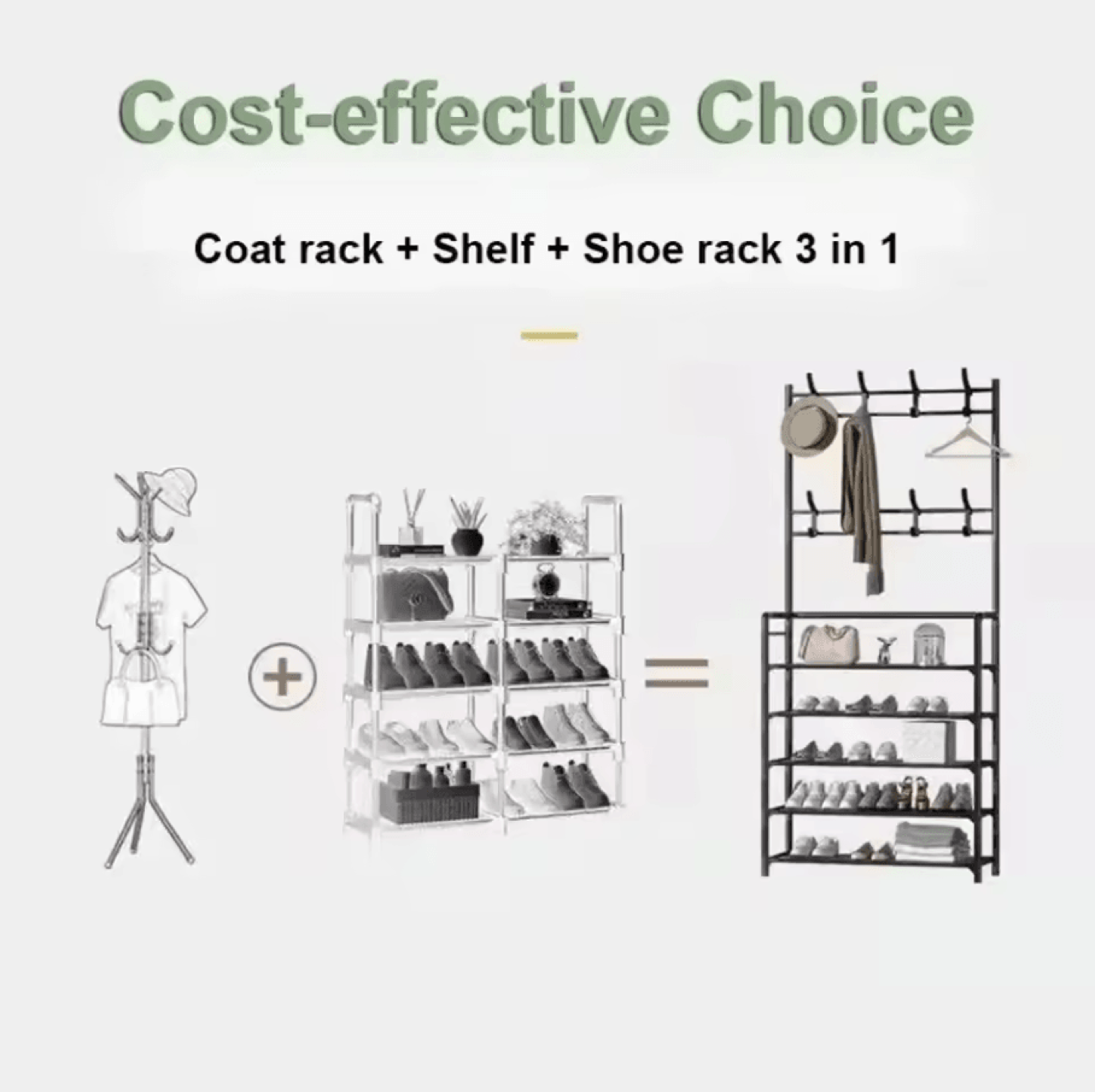 MultiLayer Clothes  Shoe Rack  FloorStanding Organizer With DIY Doorway Hanger Shelf 3