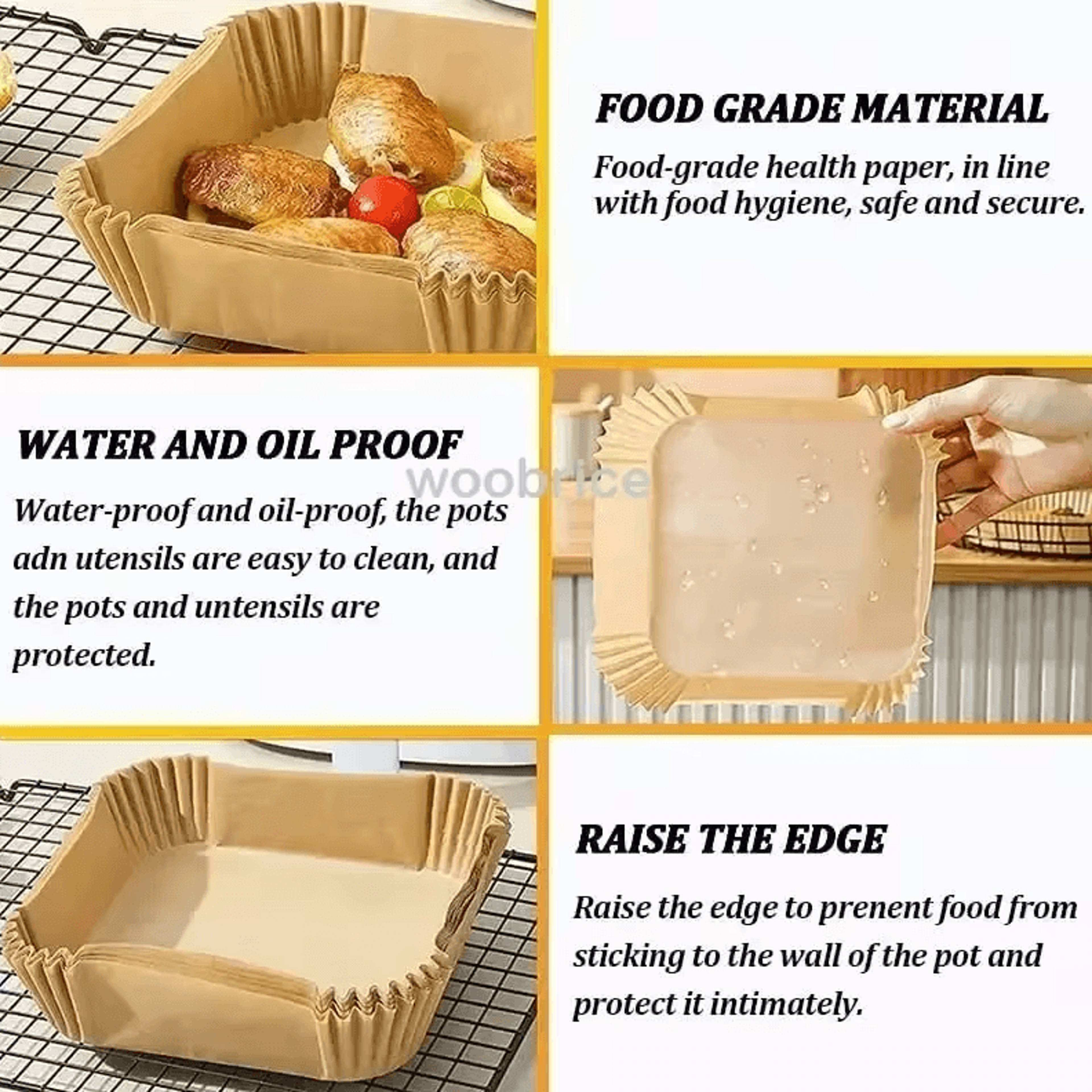 Air Fryer Disposable Liners  NonStick Parchment Paper For Baking Roasting  Microwave 50100 Pcs 3