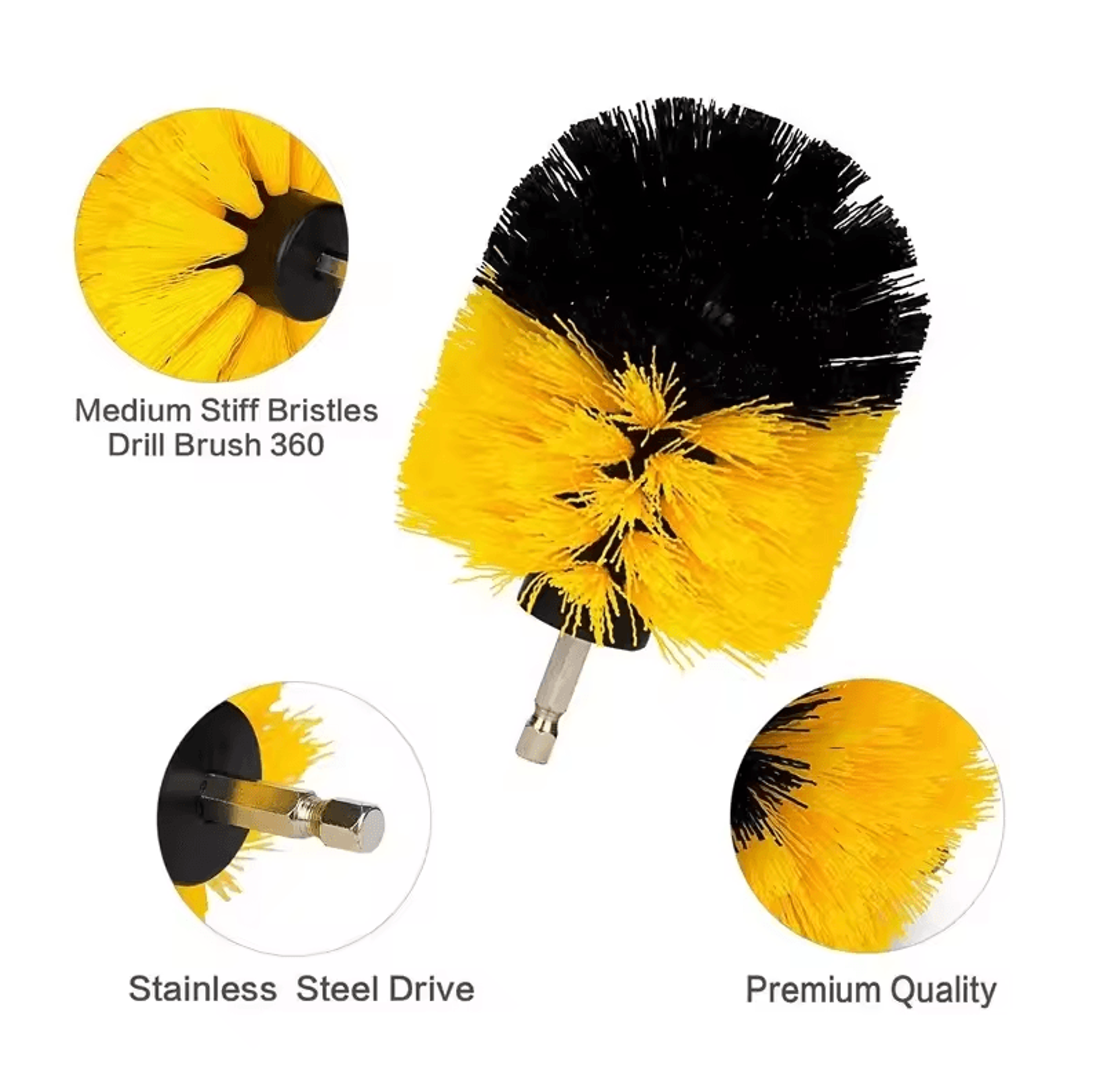3Piece Electric Drill Scrubber Brush Kit  Power Brush Heads For Carpet Glass  Tires 2in 35in 4in 1
