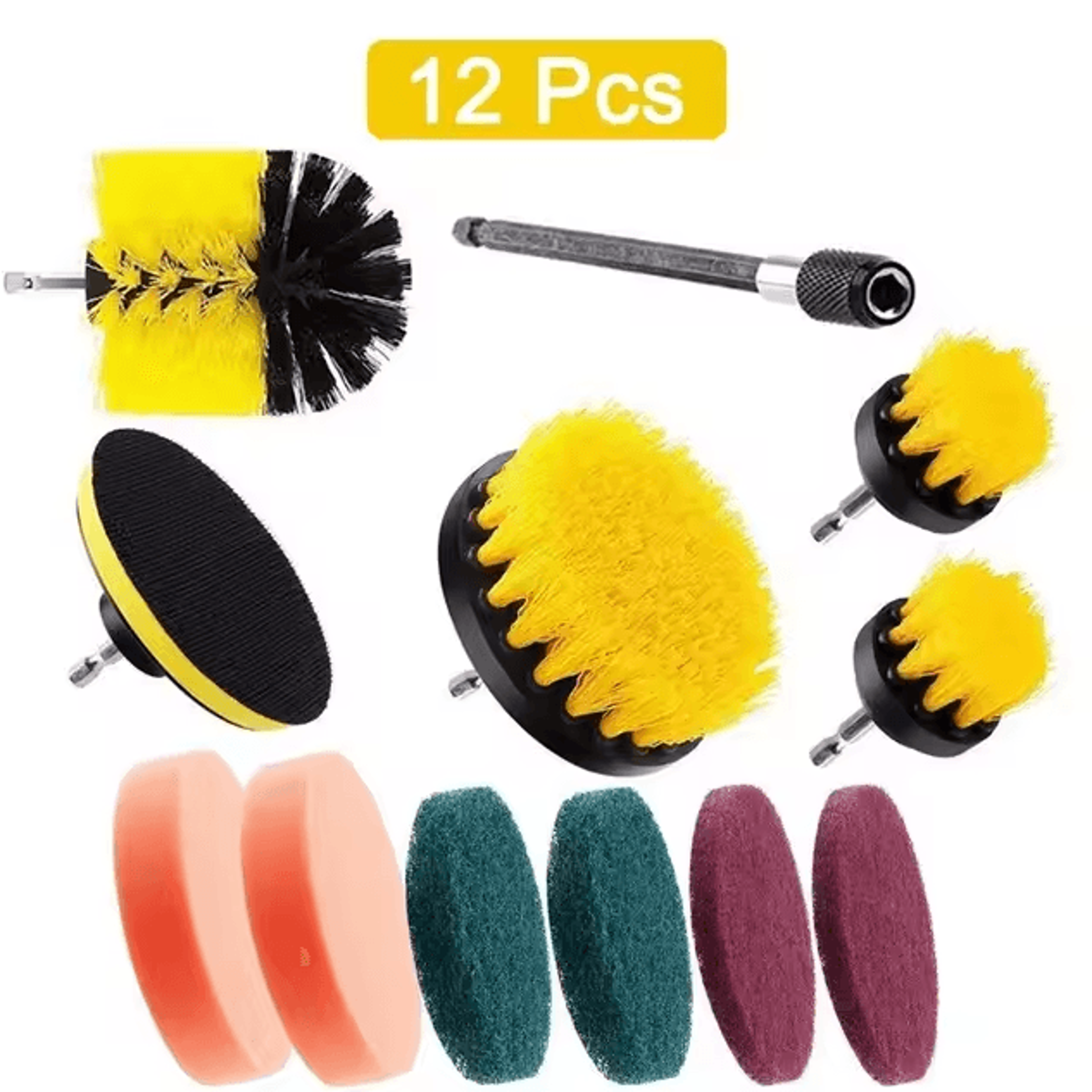 3Piece Electric Drill Scrubber Brush Kit  Power Brush Heads For Carpet Glass  Tires 2in 35in 4in 13
