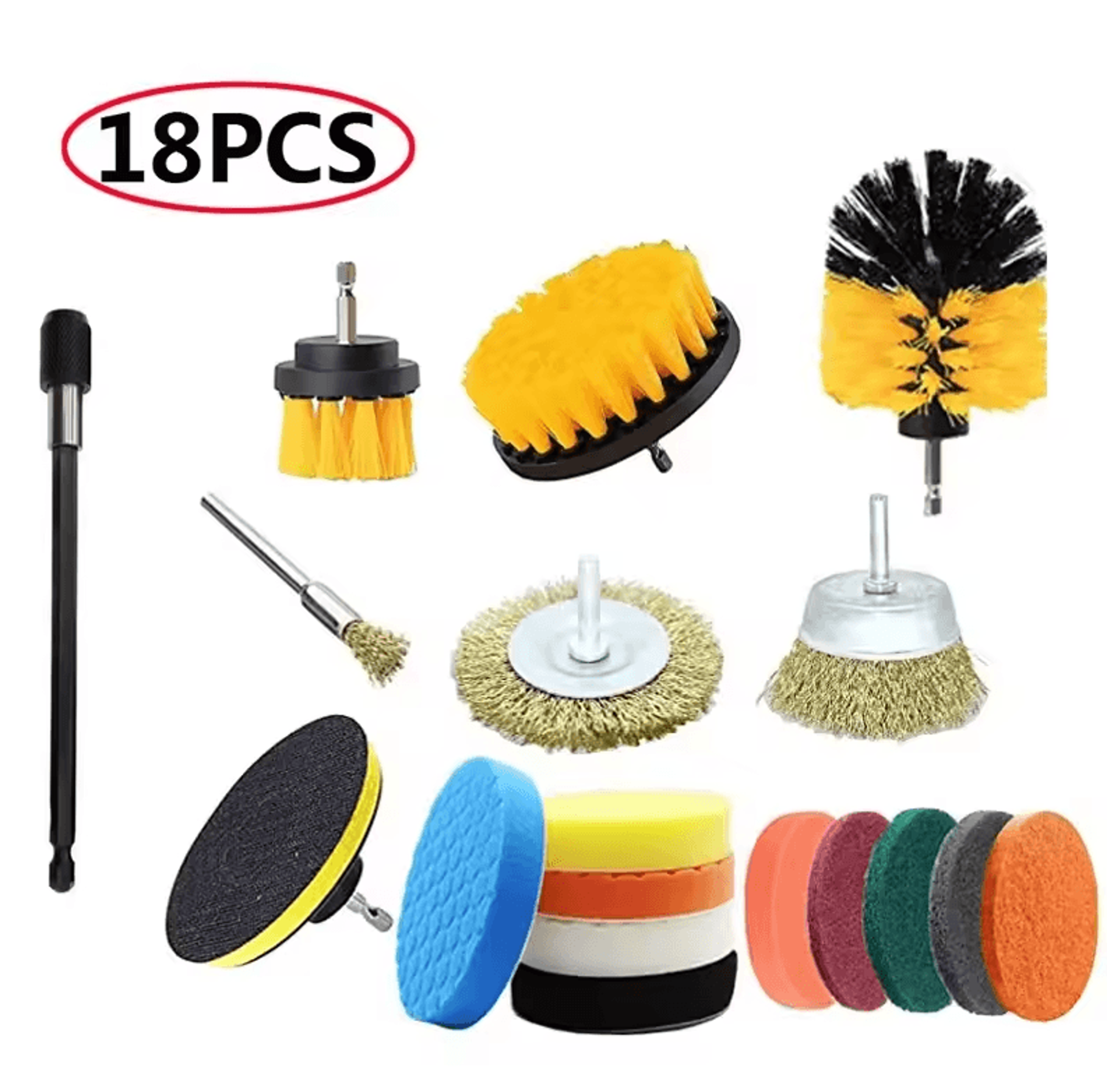 3Piece Electric Drill Scrubber Brush Kit  Power Brush Heads For Carpet Glass  Tires 2in 35in 4in 14