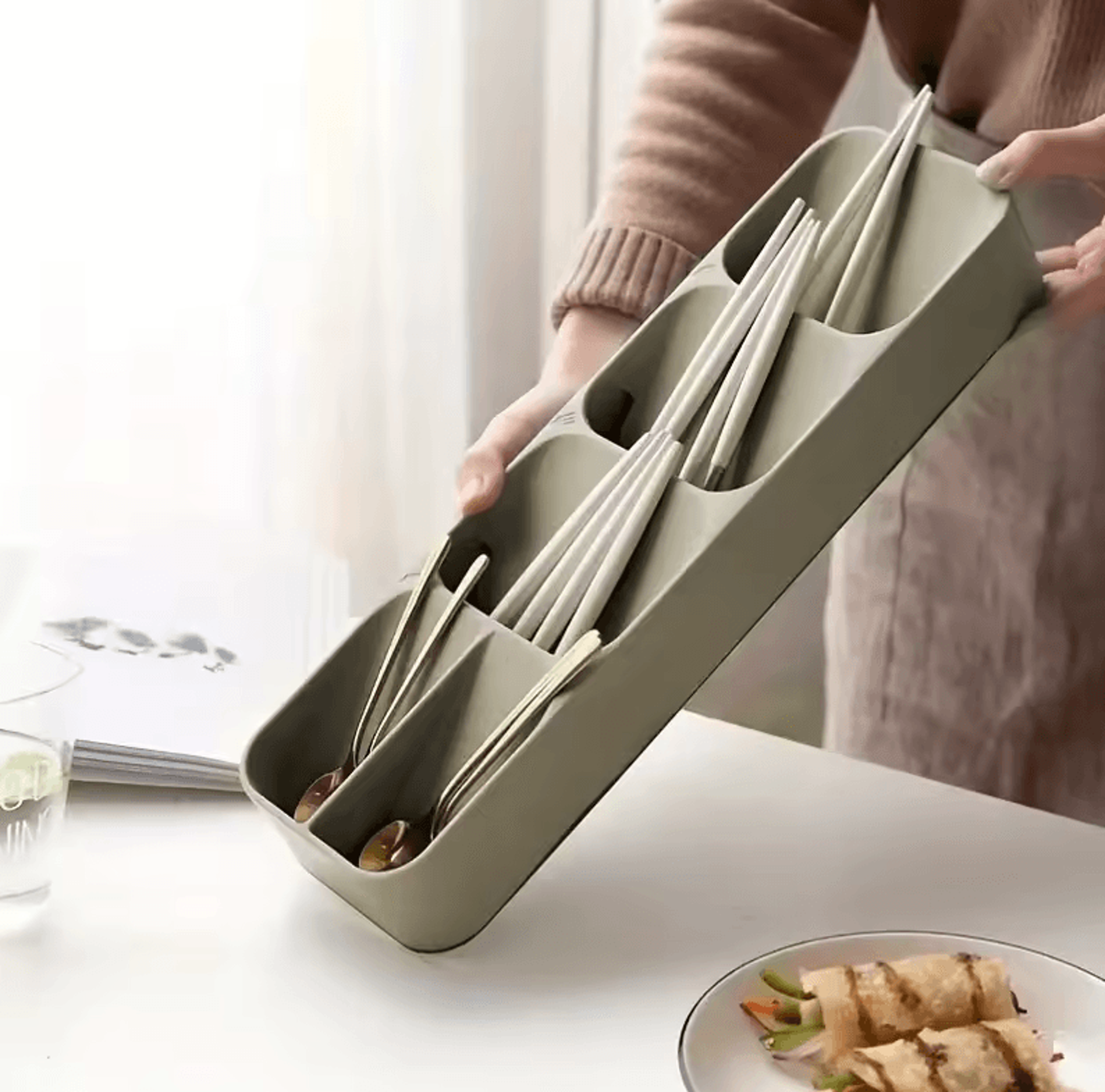 MultiPurpose Cutlery Storage Tray  Compartmentalized Kitchen Drawer Organizer Box 2