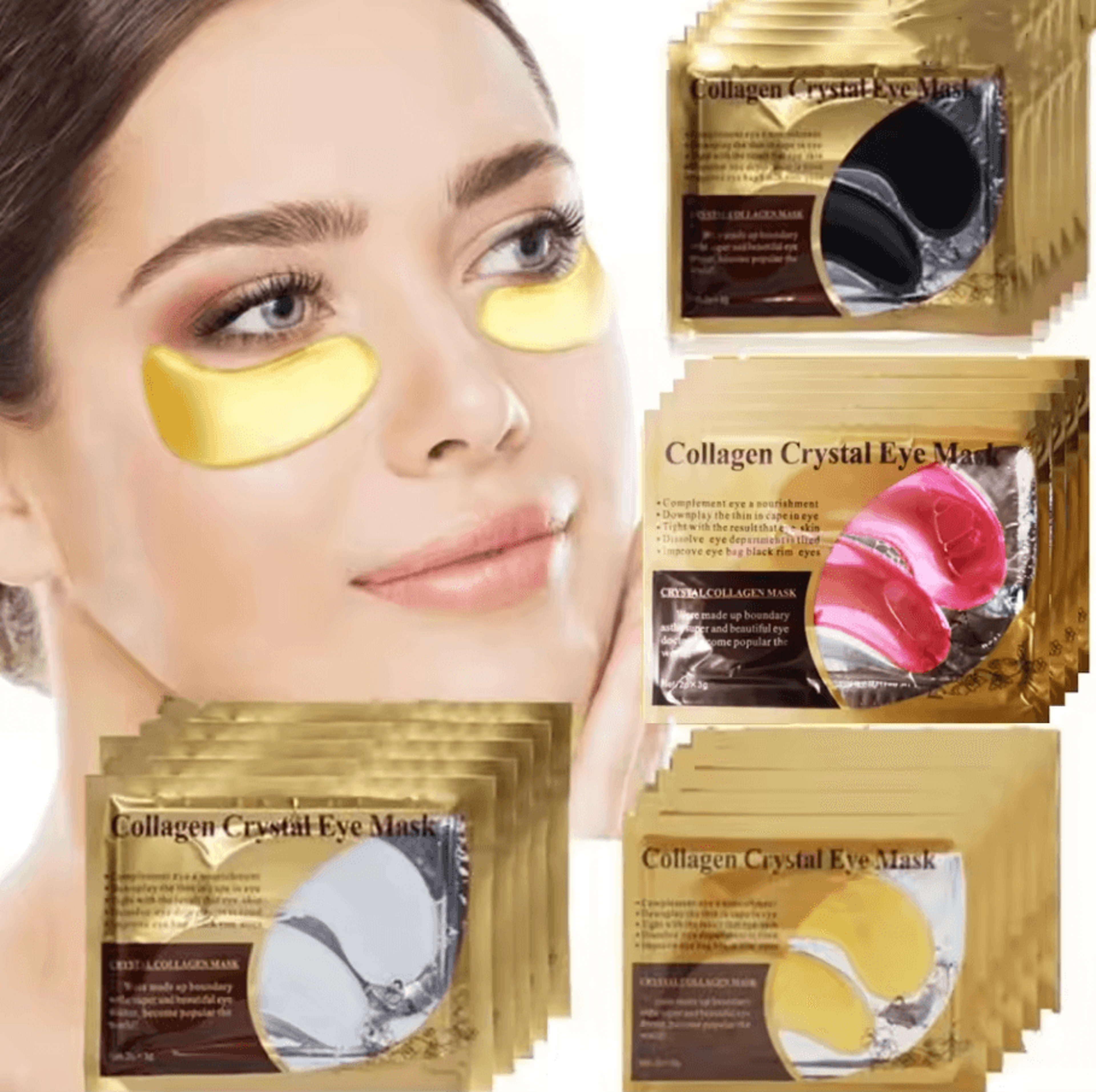 gold collagen crystal eye mask (20 pcs / 10 pairs) | firming & moisturizing nourishing under-eye skincare patches