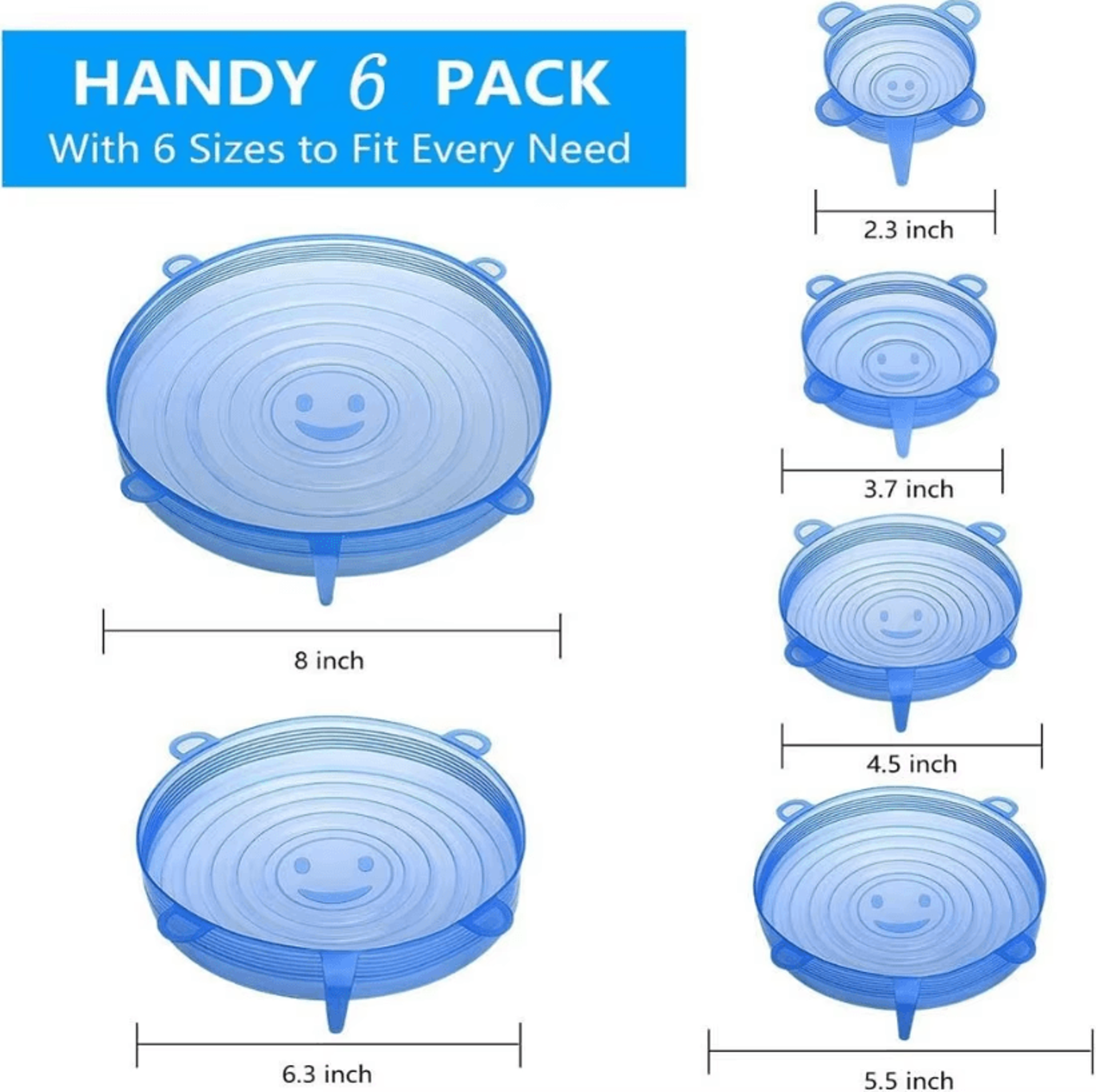 6 Pcs Silicone Cover Stretch Lids Universal Adaptable Kitchen Bowl Caps 3