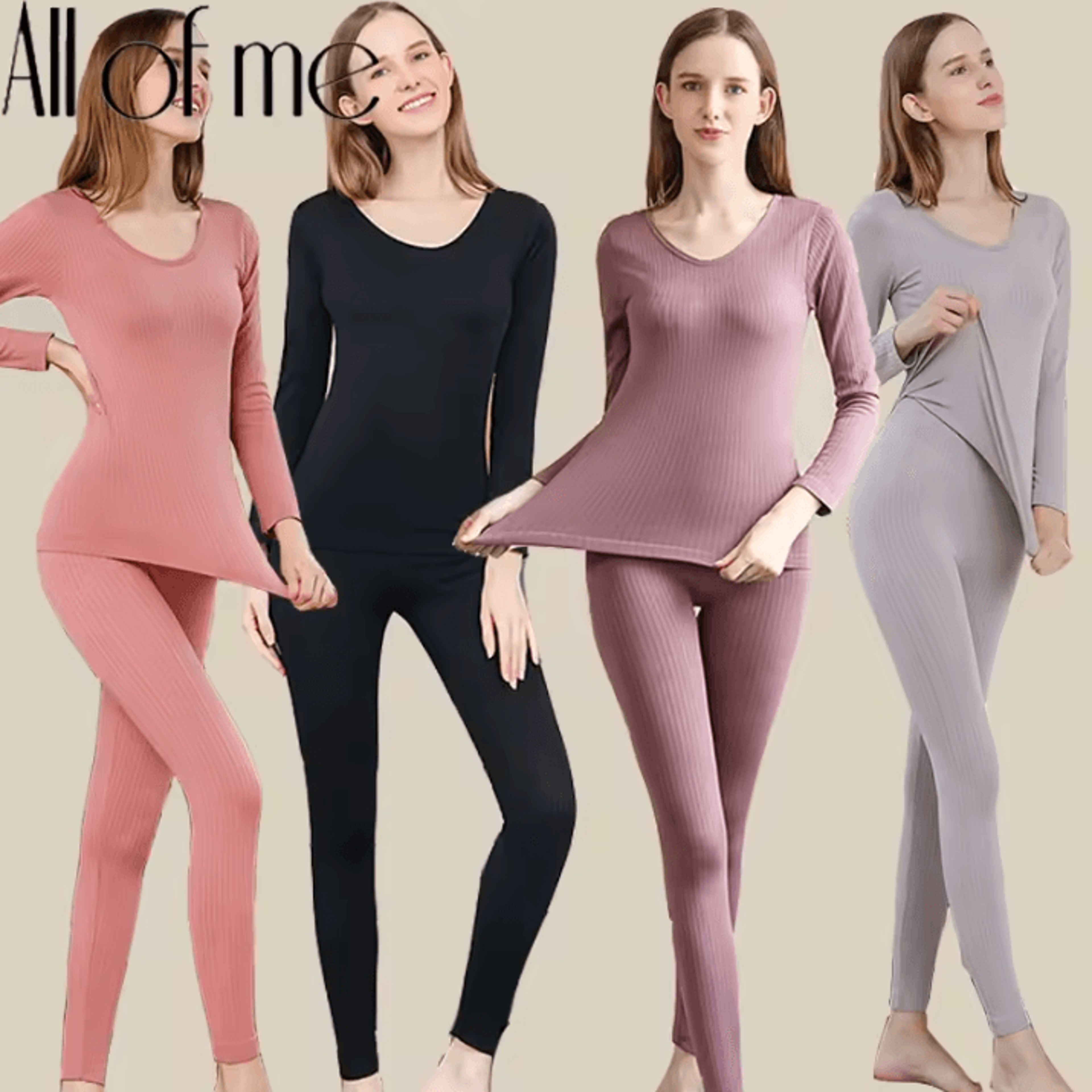Womens Thermal Underwear Set Long Johns With Shaping And Middle Collar  One Size For 88143 Lbs 0